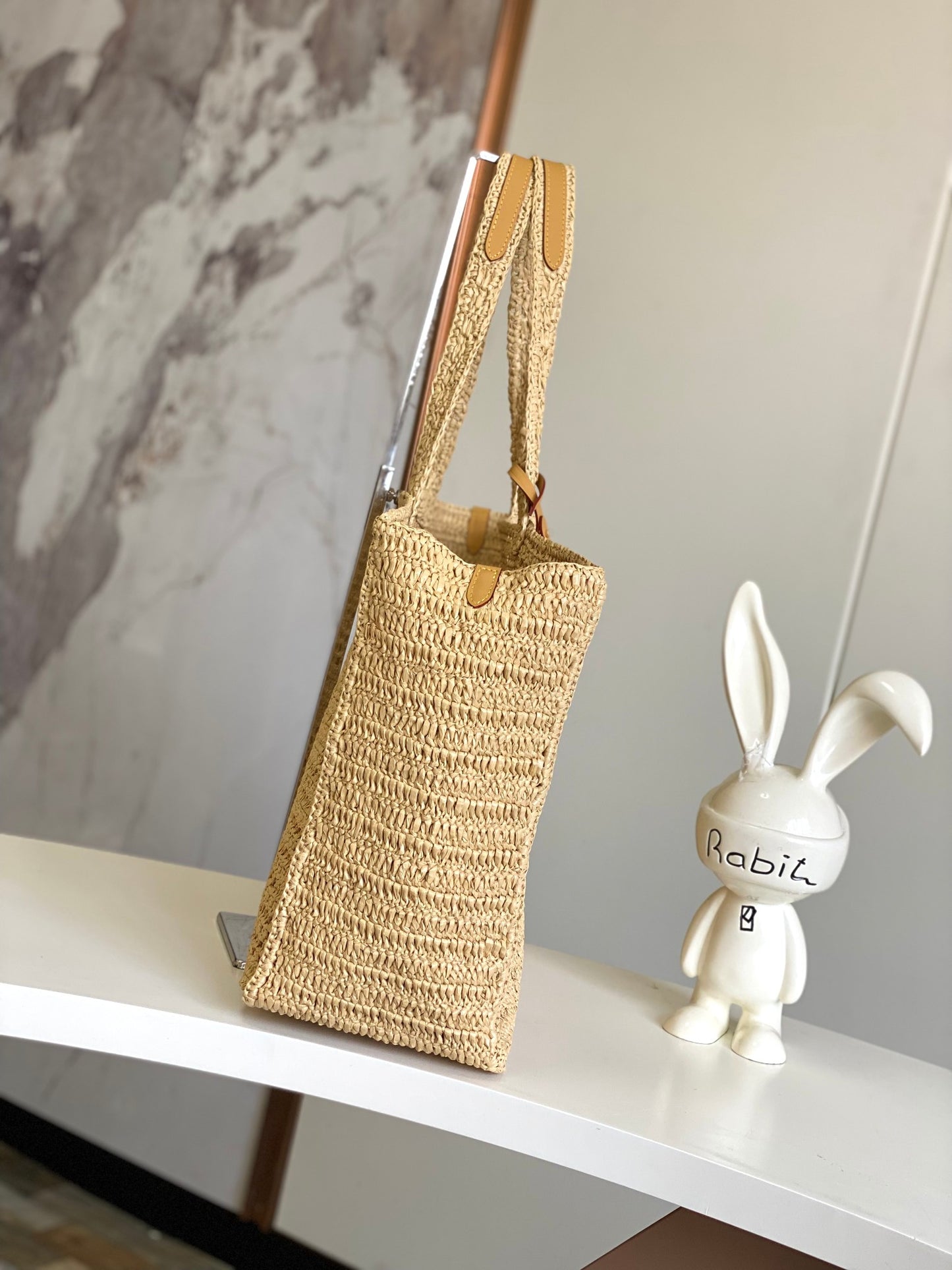 Louis Vuitton Beige Woven Straw Crochet Tote Bag Summer Beach Shoulder Bag