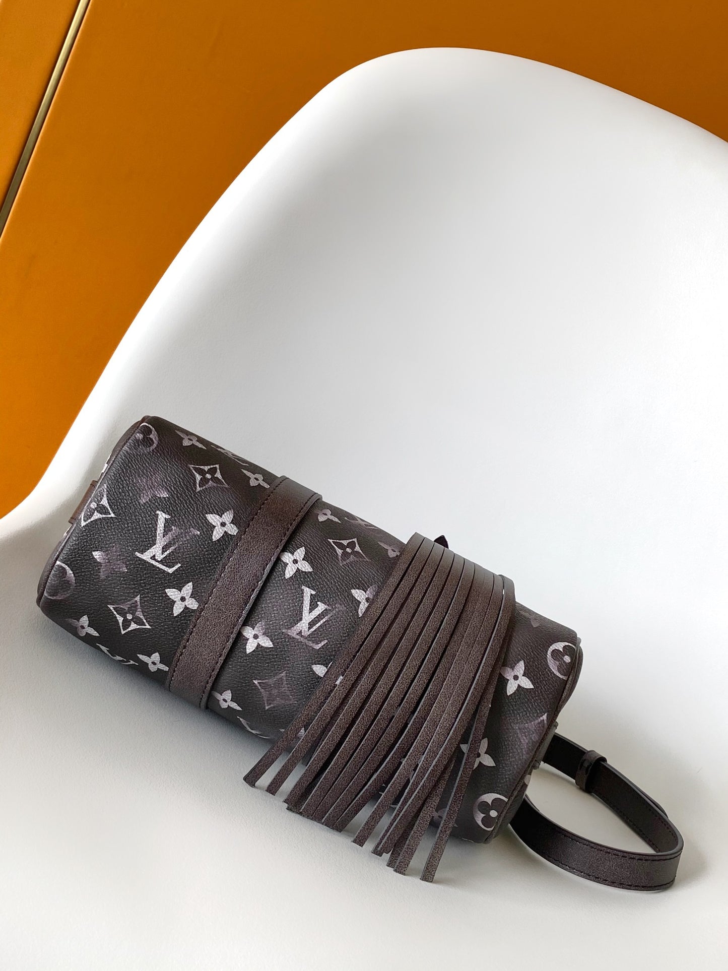 Louis Vuitton Charcoal Gray Monogram Canvas Duffle Bag with Fringe Strap