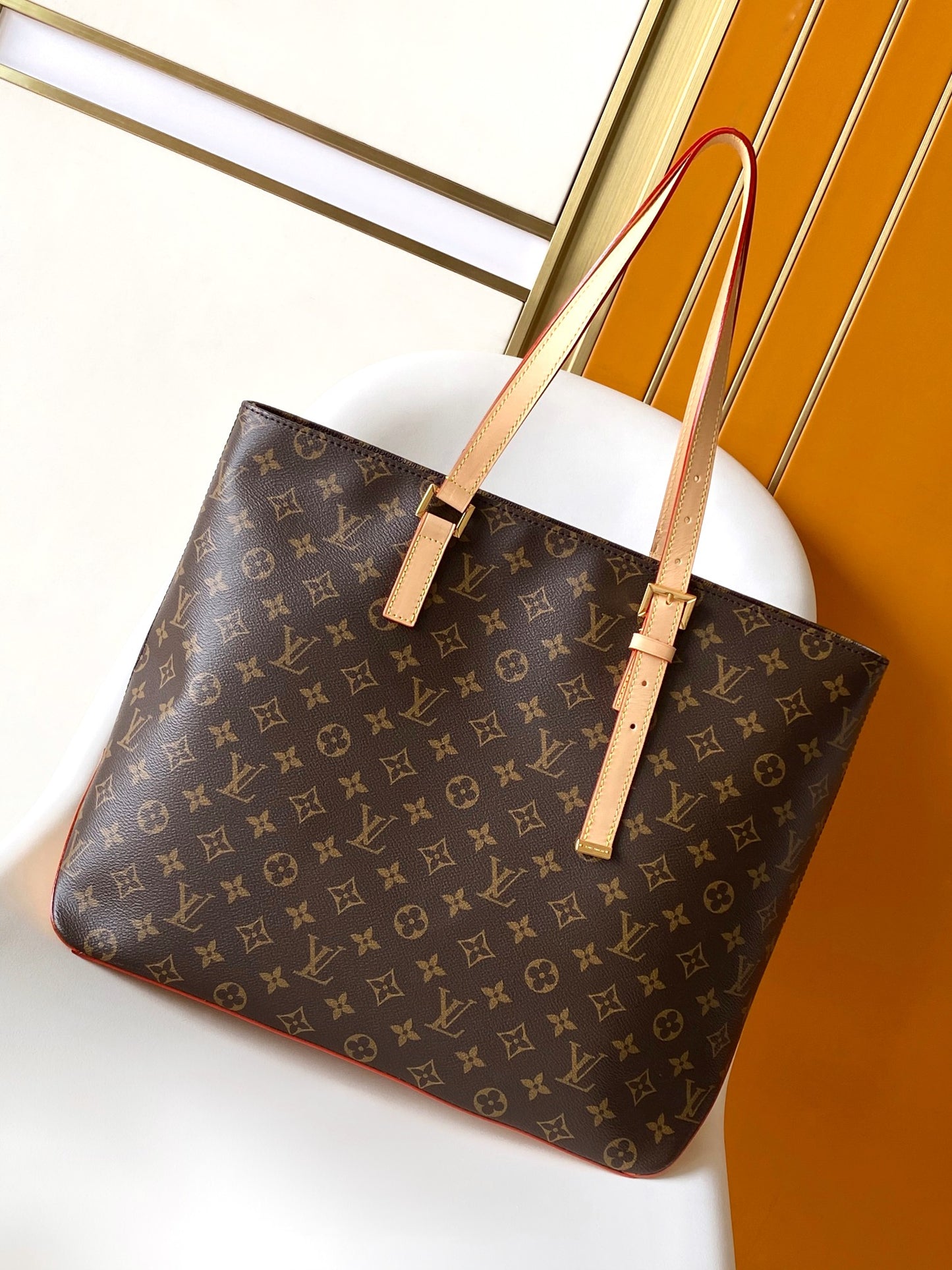Louis Vuitton Classic Brown Monogram Pattern Canvas Tote Bag for Women