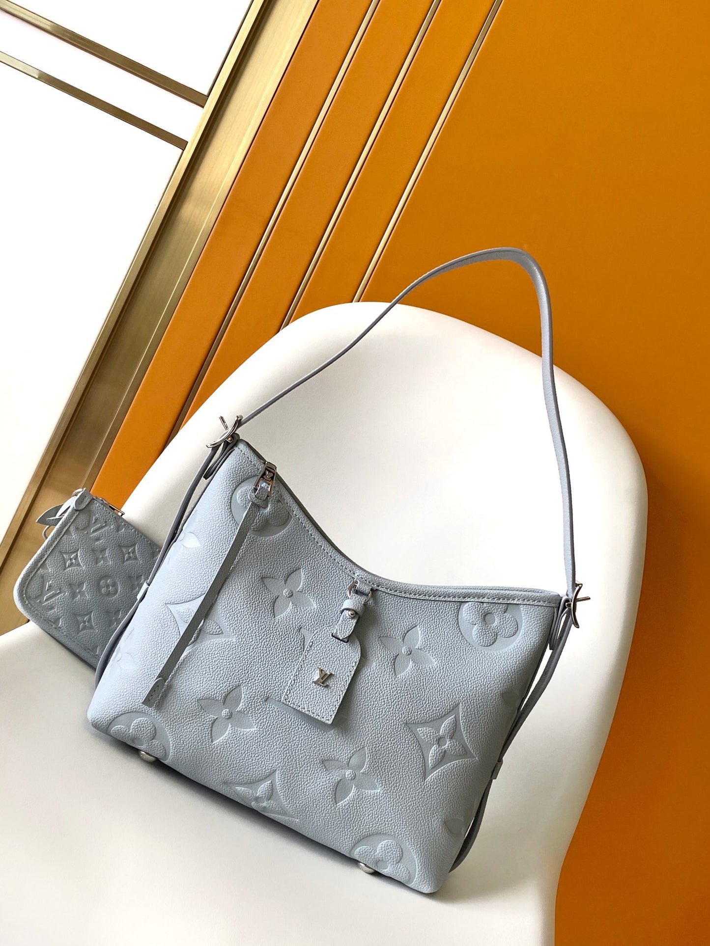 Louis Vuitton Elegant Pastel Blue Quilted Leather Shoulder Bag for Women