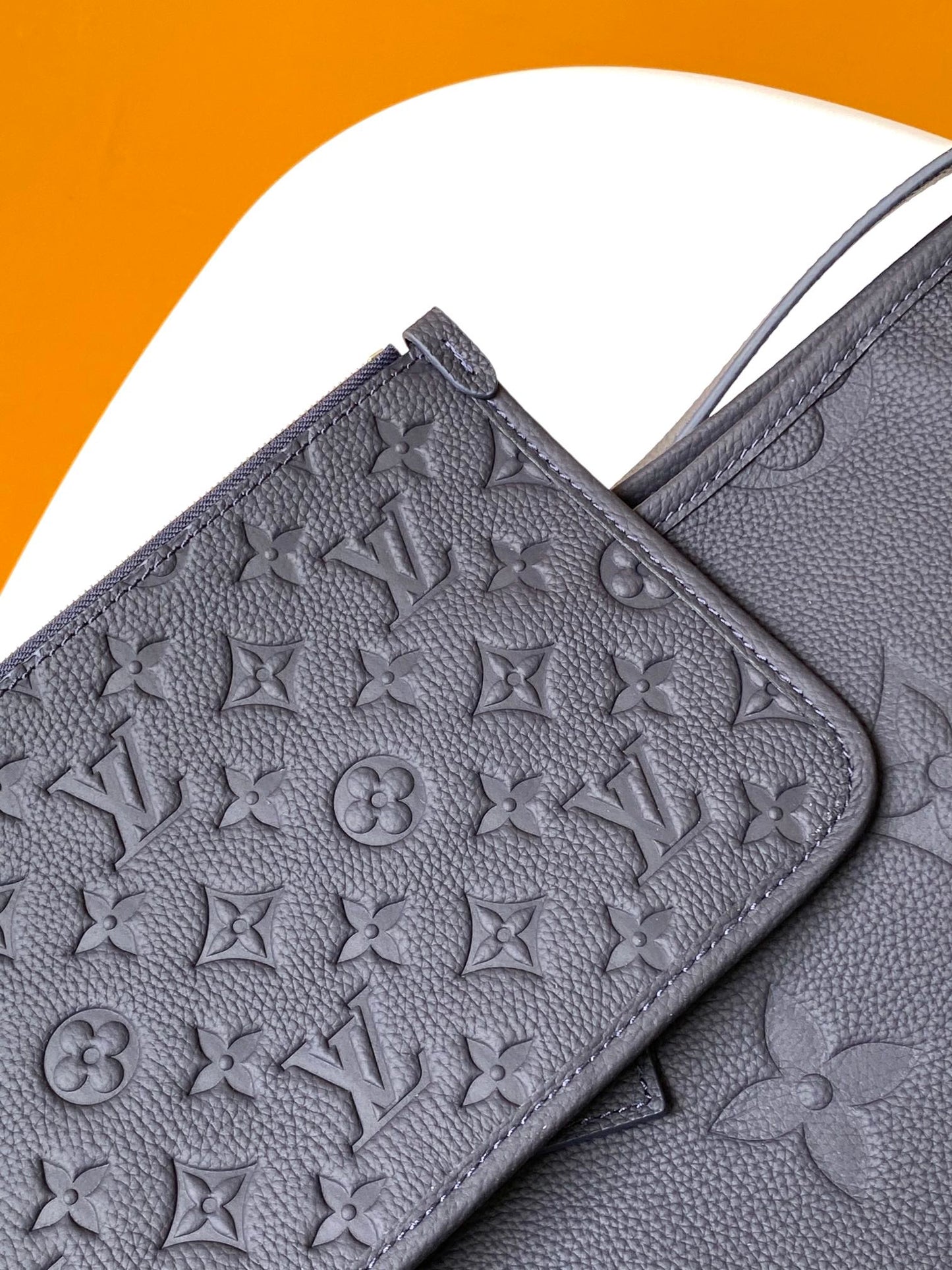 Louis Vuitton Navy Blue Embossed Monogram Leather Shoulder Hobo Bag