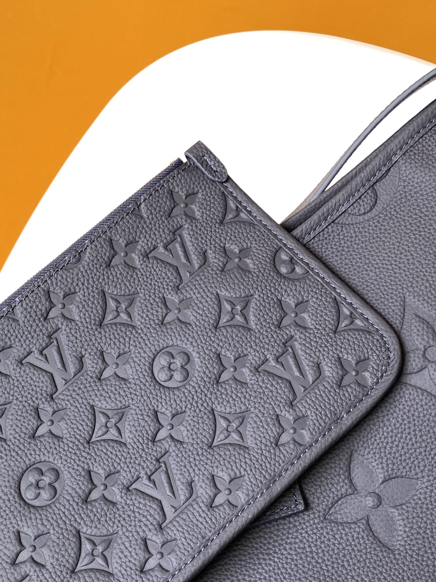 Louis Vuitton Navy Blue Embossed Monogram Leather Shoulder Hobo Bag