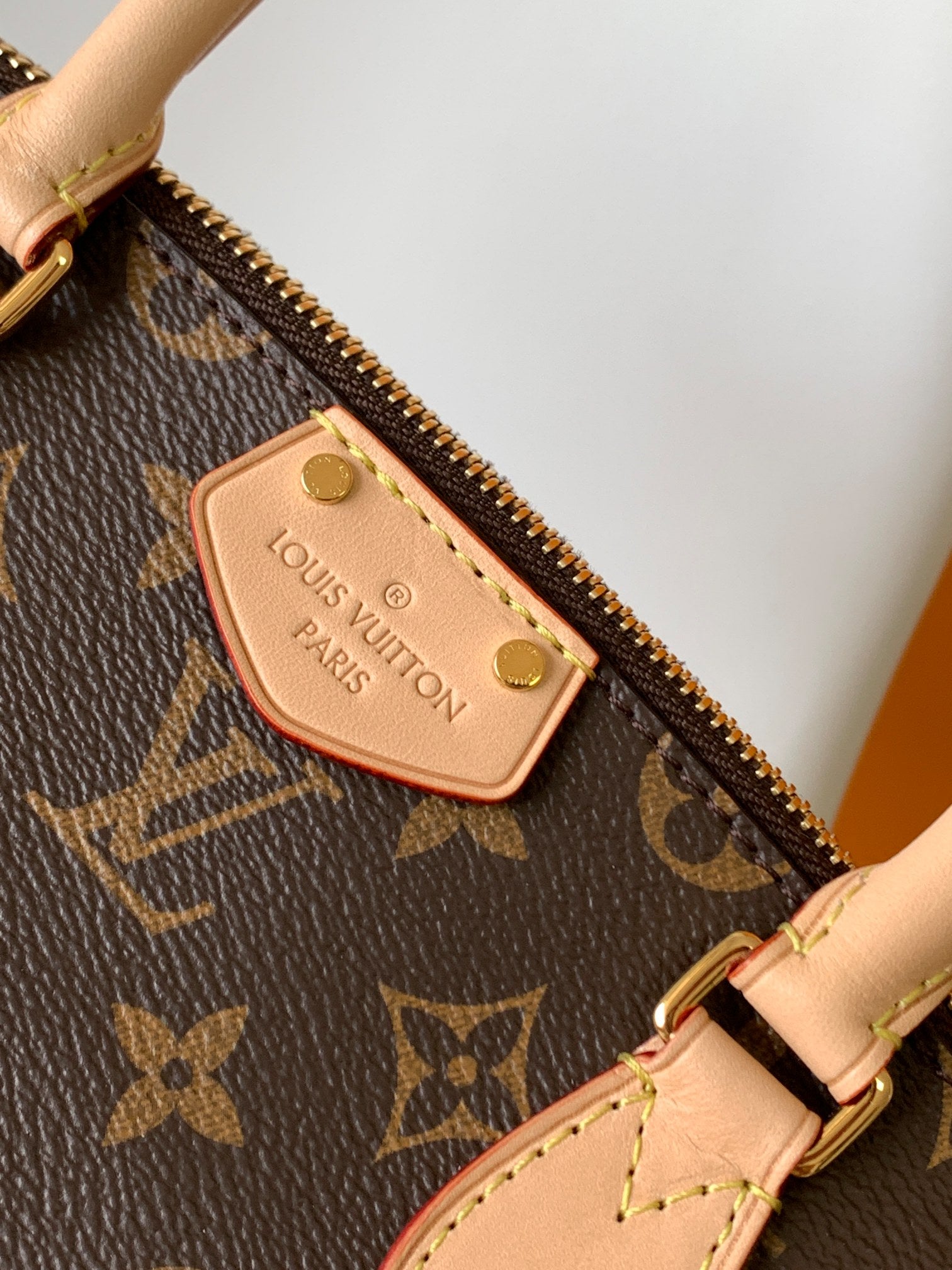 Louis Vuitton Brown Monogram Pattern Canvas Handbag with Leather Strap