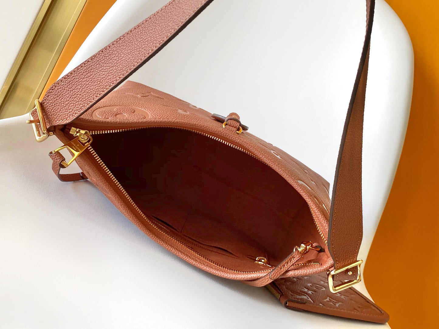 Louis Vuitton Classic Brown Embossed Leather Hobo Shoulder Bag