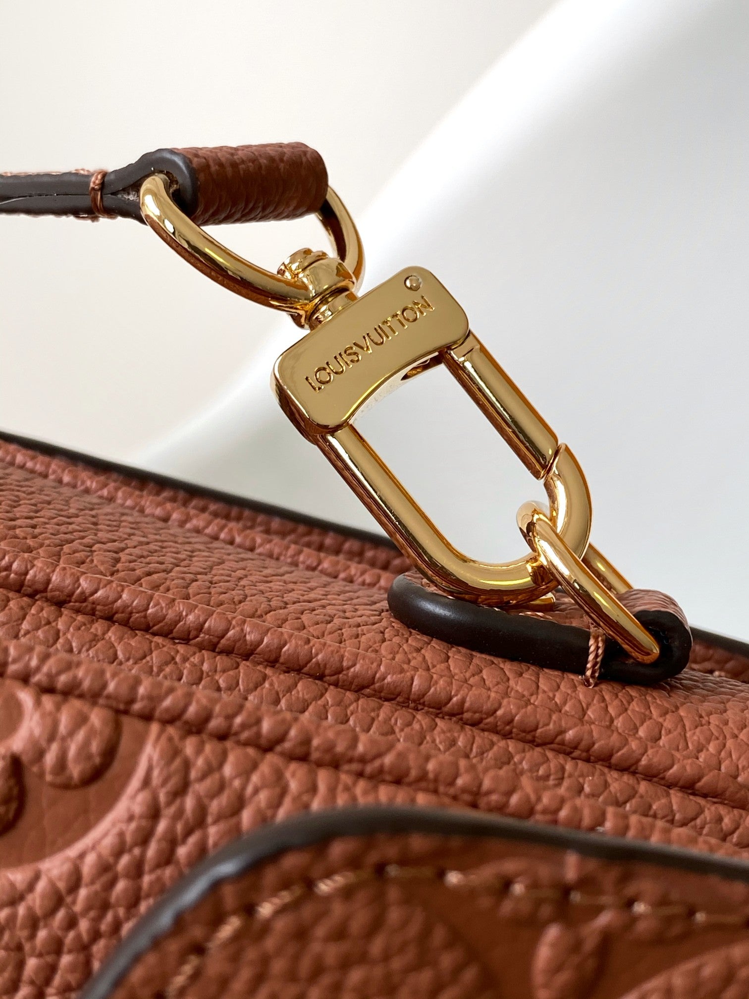 Louis Vuitton Brown Embossed Monogram Leather Crossbody Satchel Bag