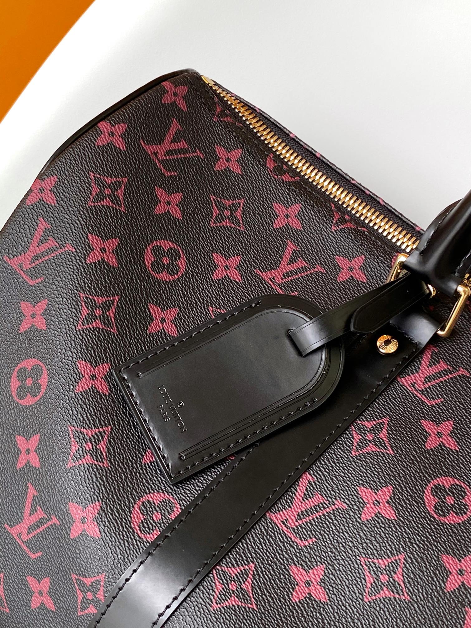 Louis Vuitton Dark Brown Monogram Print Travel Duffle Bag with Shoulder Strap