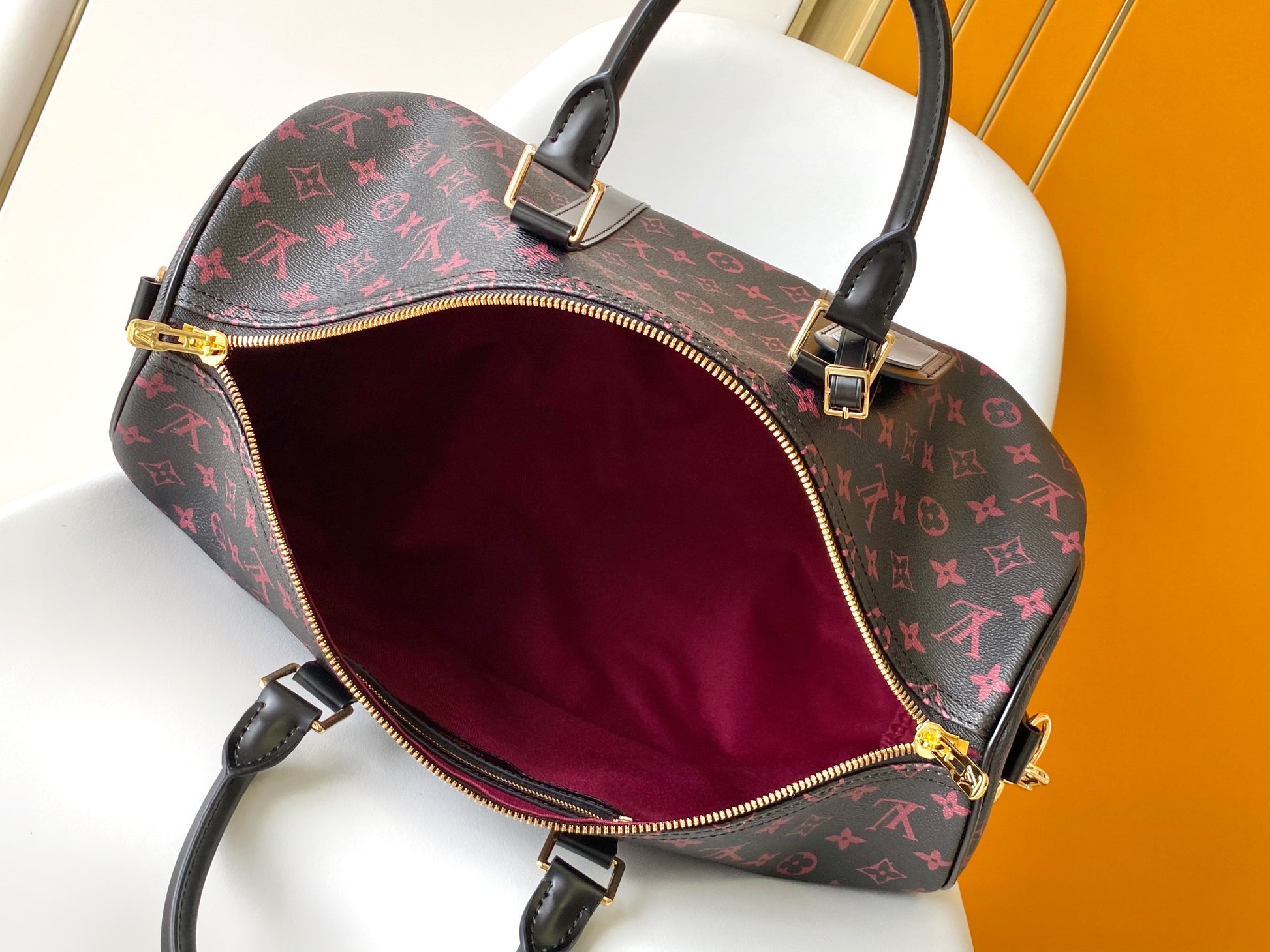 Louis Vuitton Dark Brown Monogram Print Travel Duffle Bag with Shoulder Strap