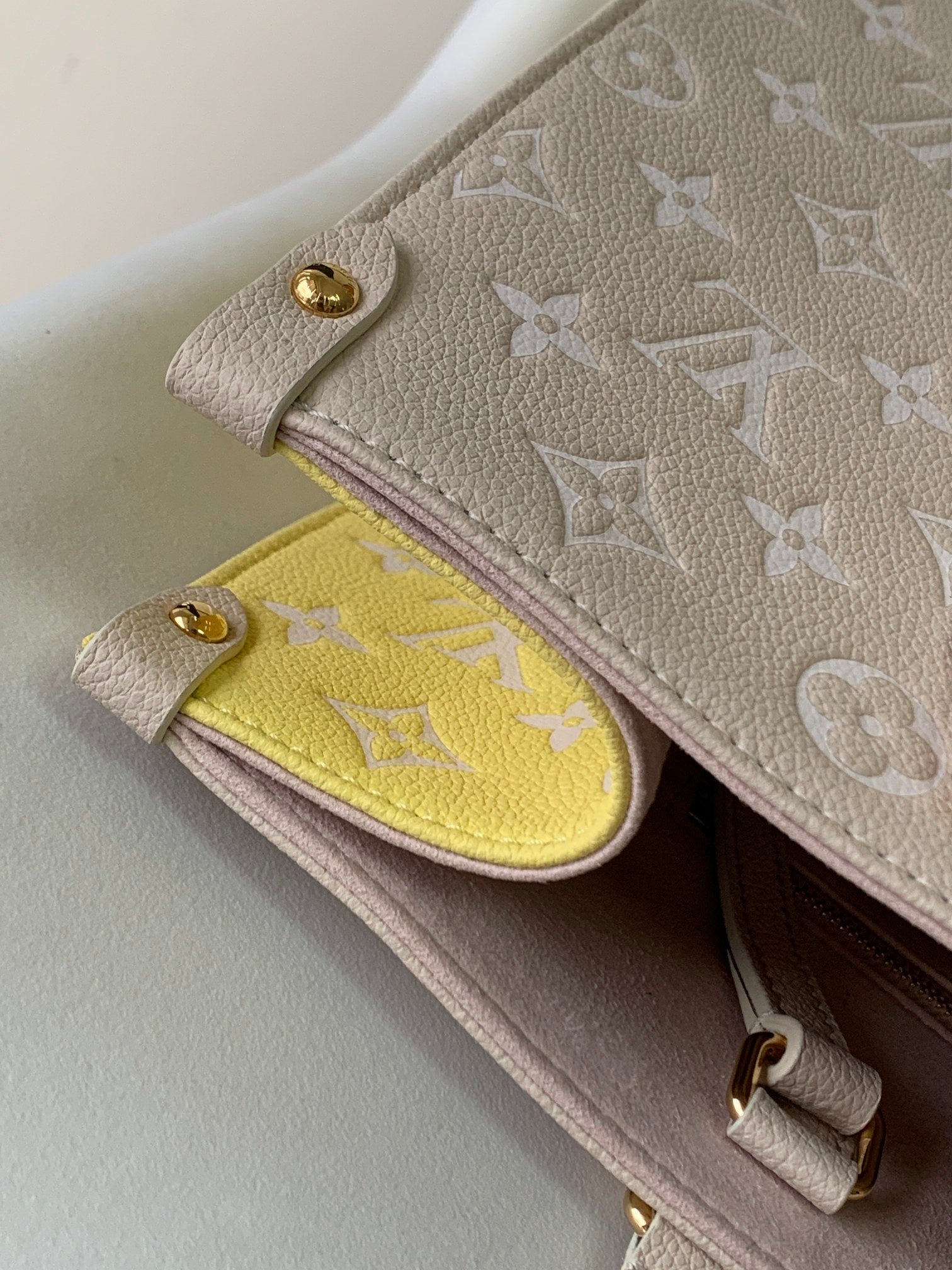 Louis Vuitton Pastel Pink Embossed Monogram Leather Tote Bag with Top Handles