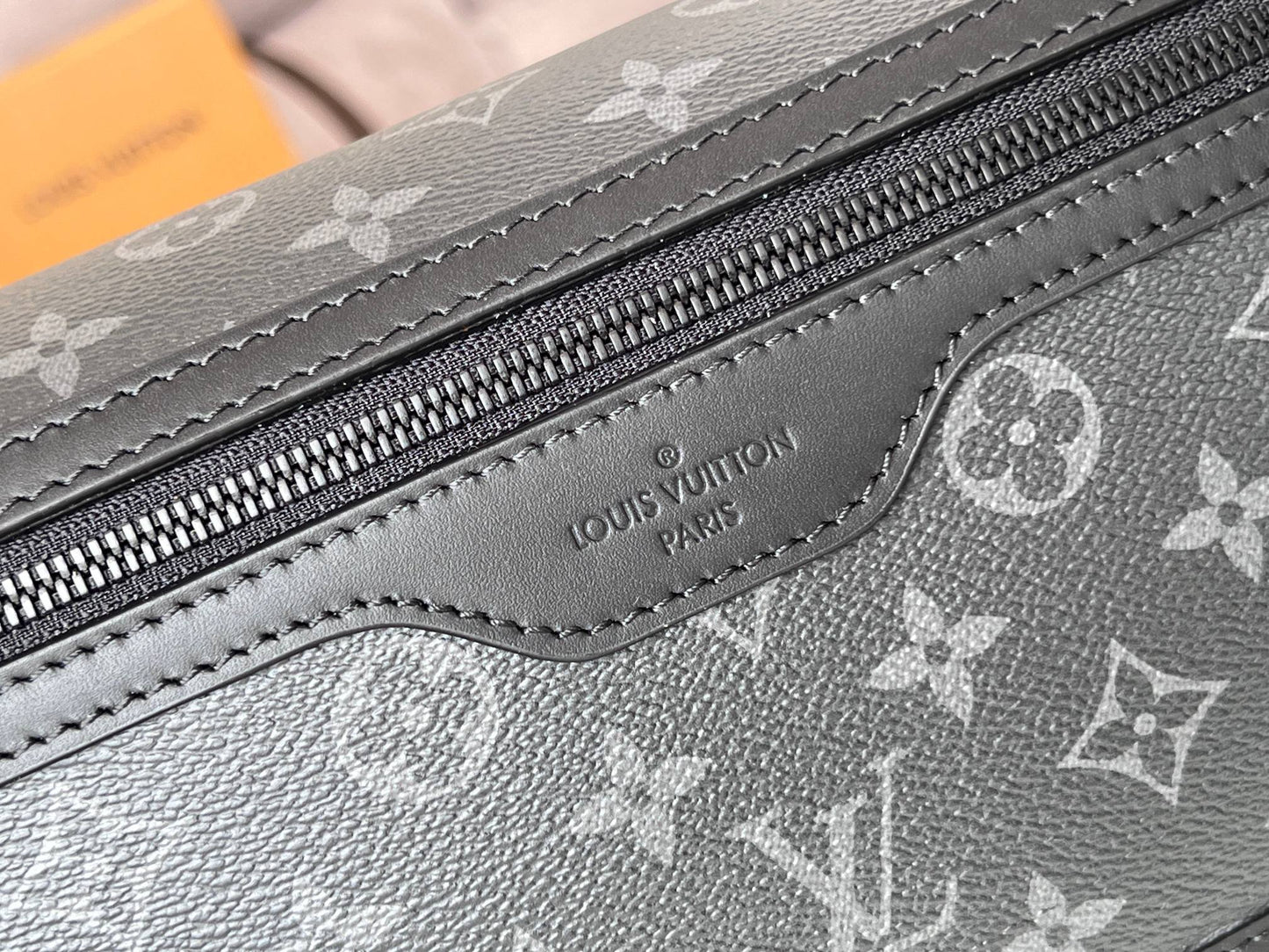 Louis Vuitton Black Monogram Pattern Crossbody Messenger Bag with Buckles