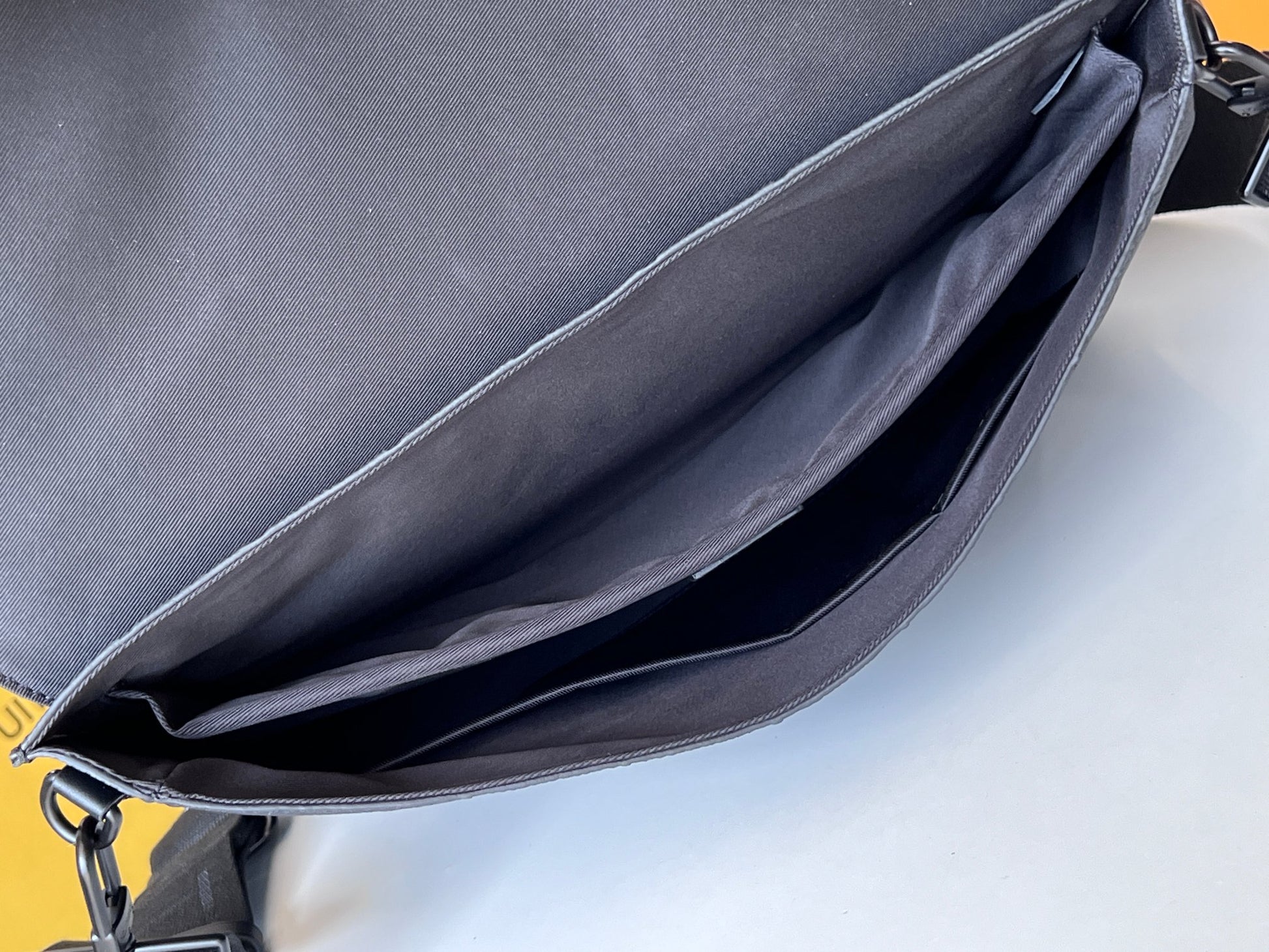 Louis Vuitton Matte Black Embossed Leather Briefcase and Messenger Bag