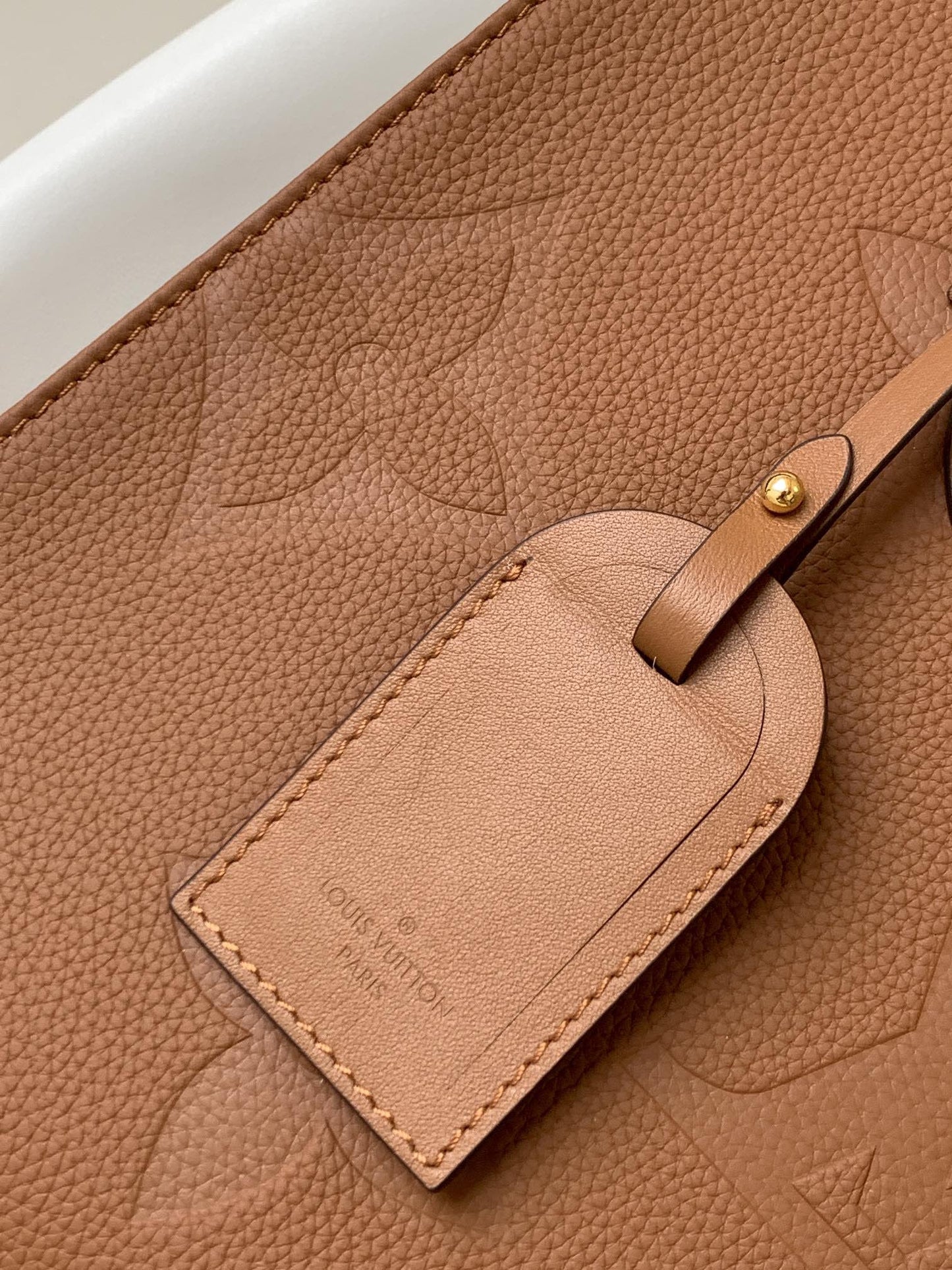 Louis Vuitton Brown Embossed Monogram Leather Tote Bag with Top Handles