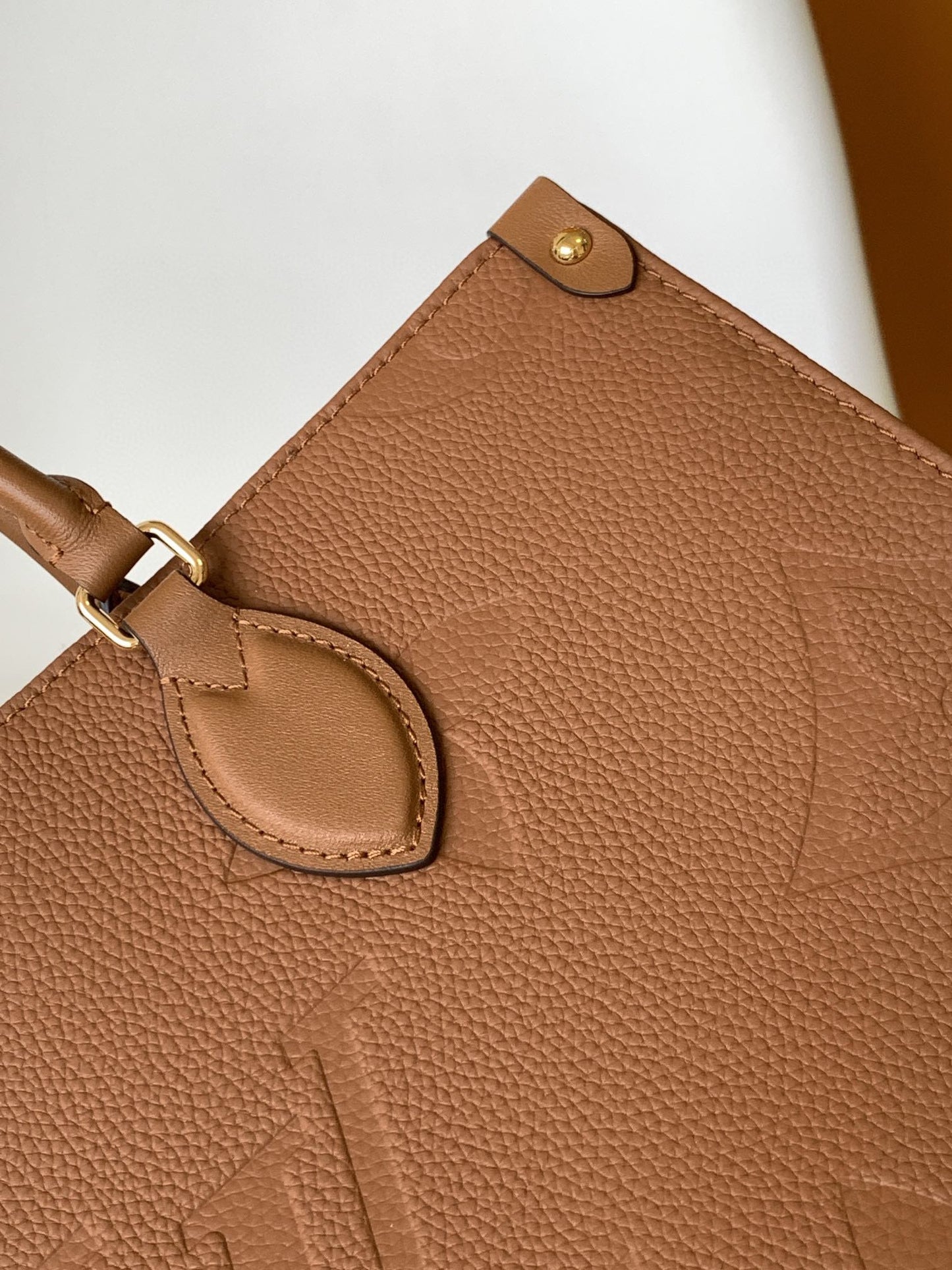 Louis Vuitton Brown Embossed Monogram Leather Tote Bag with Top Handles