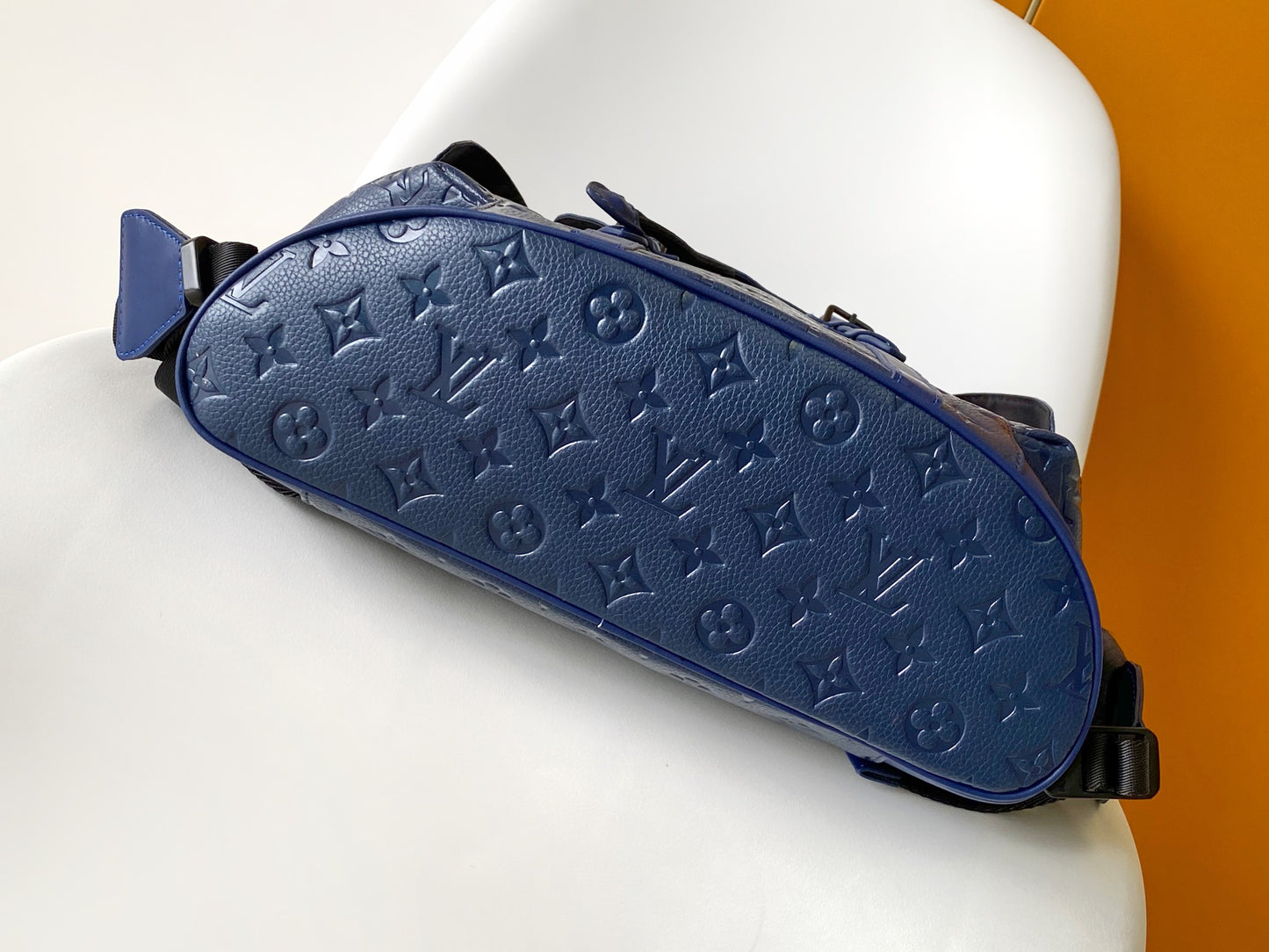 Louis Vuitton Navy Blue Textured Leather Rucksack Backpack with Buckles