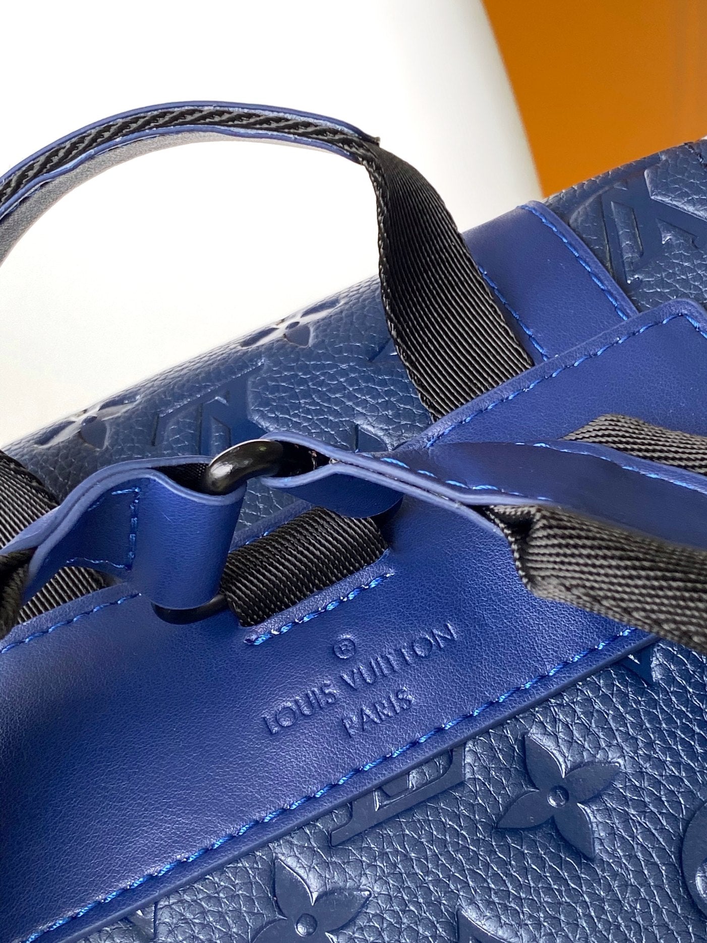 Louis Vuitton Navy Blue Textured Leather Rucksack Backpack with Buckles
