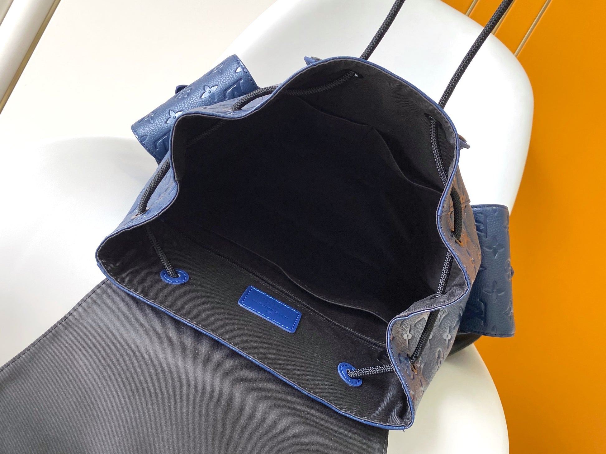 Louis Vuitton Navy Blue Textured Leather Rucksack Backpack with Buckles