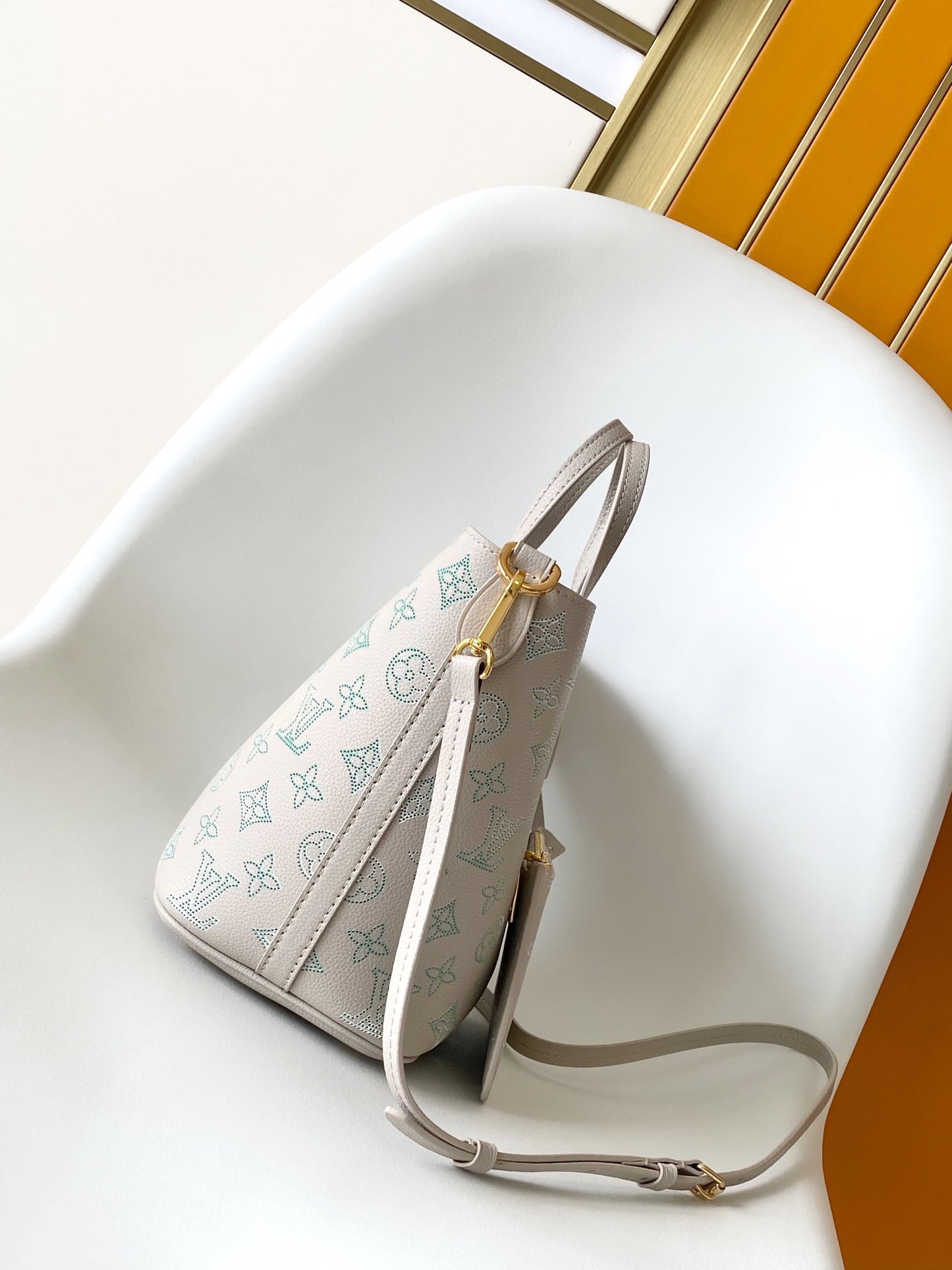 Louis Vuitton Elegant Light Pink Monogram Leather Tote Bag with Charm