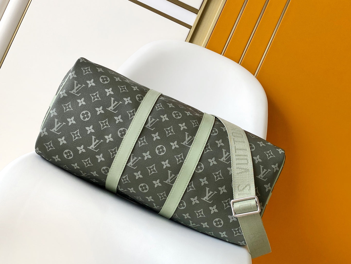 Louis Vuitton Gradient Green Monogram Canvas Travel Duffle Weekender Bag
