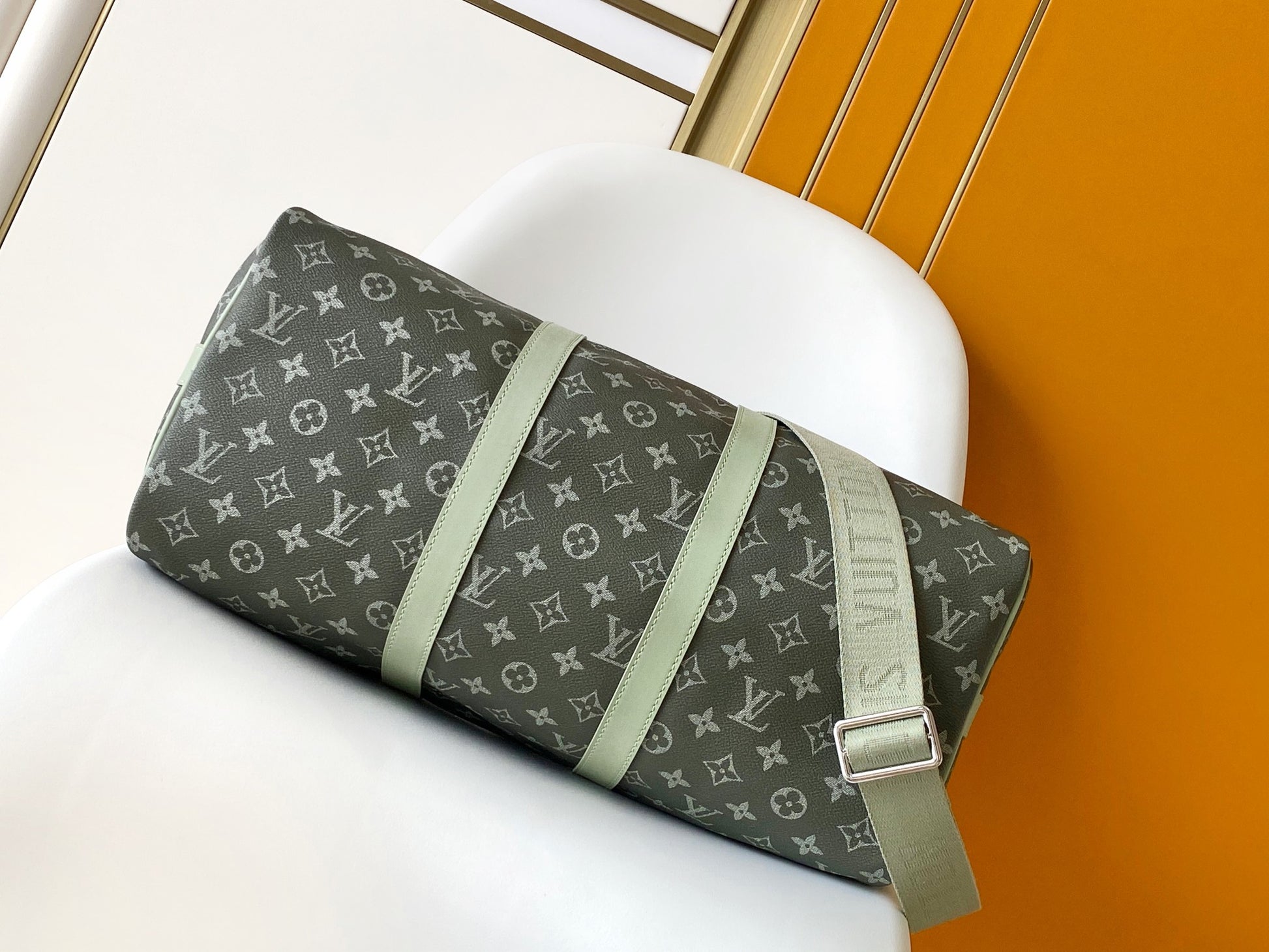 Louis Vuitton Gradient Green Monogram Canvas Travel Duffle Weekender Bag