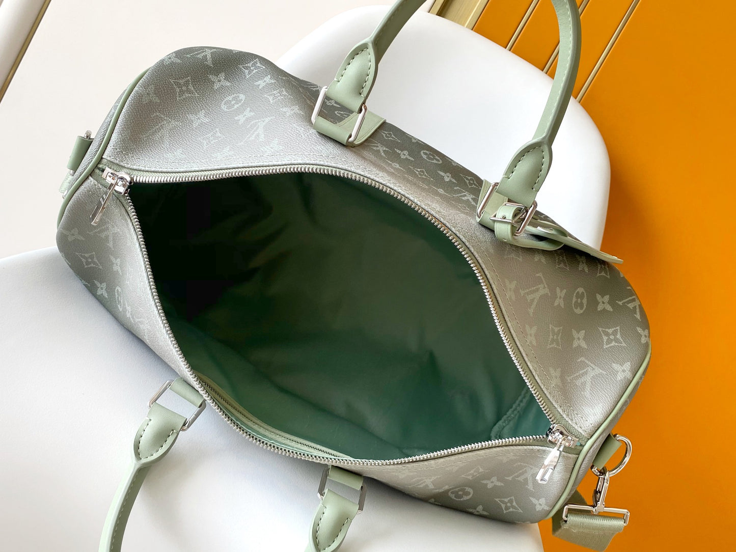 Louis Vuitton Gradient Green Monogram Canvas Travel Duffle Weekender Bag