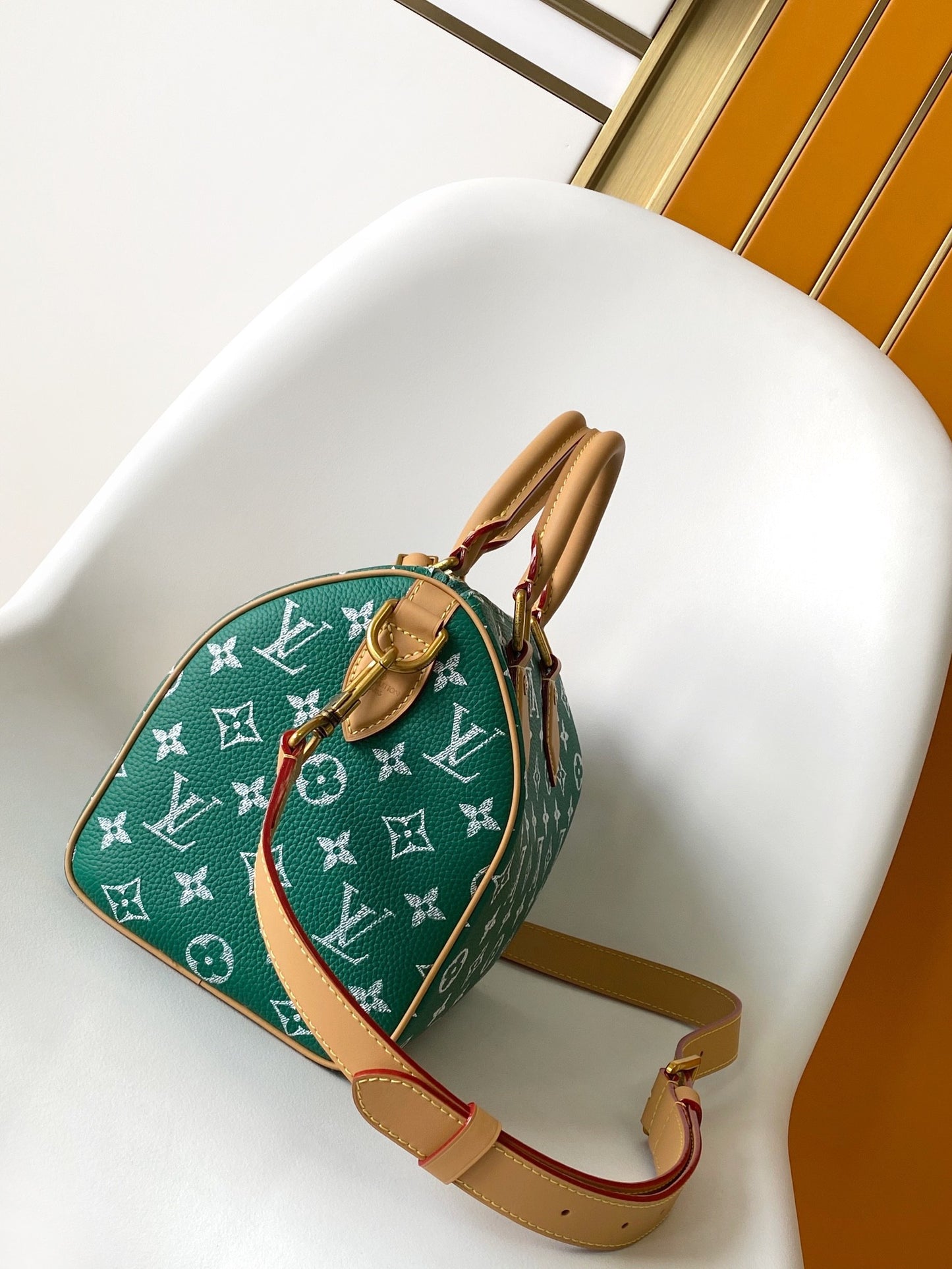 Louis Vuitton Green Monogram Canvas Top-Handle Duffle Handbag with Strap