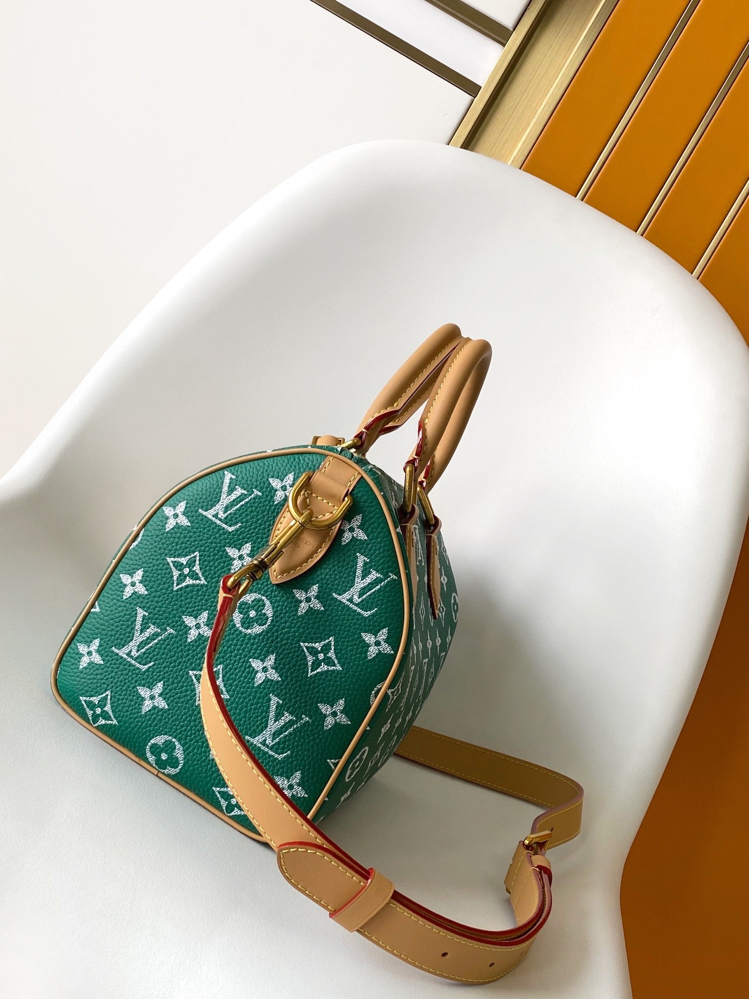 Louis Vuitton Green Monogram Canvas Top-Handle Duffle Handbag with Strap