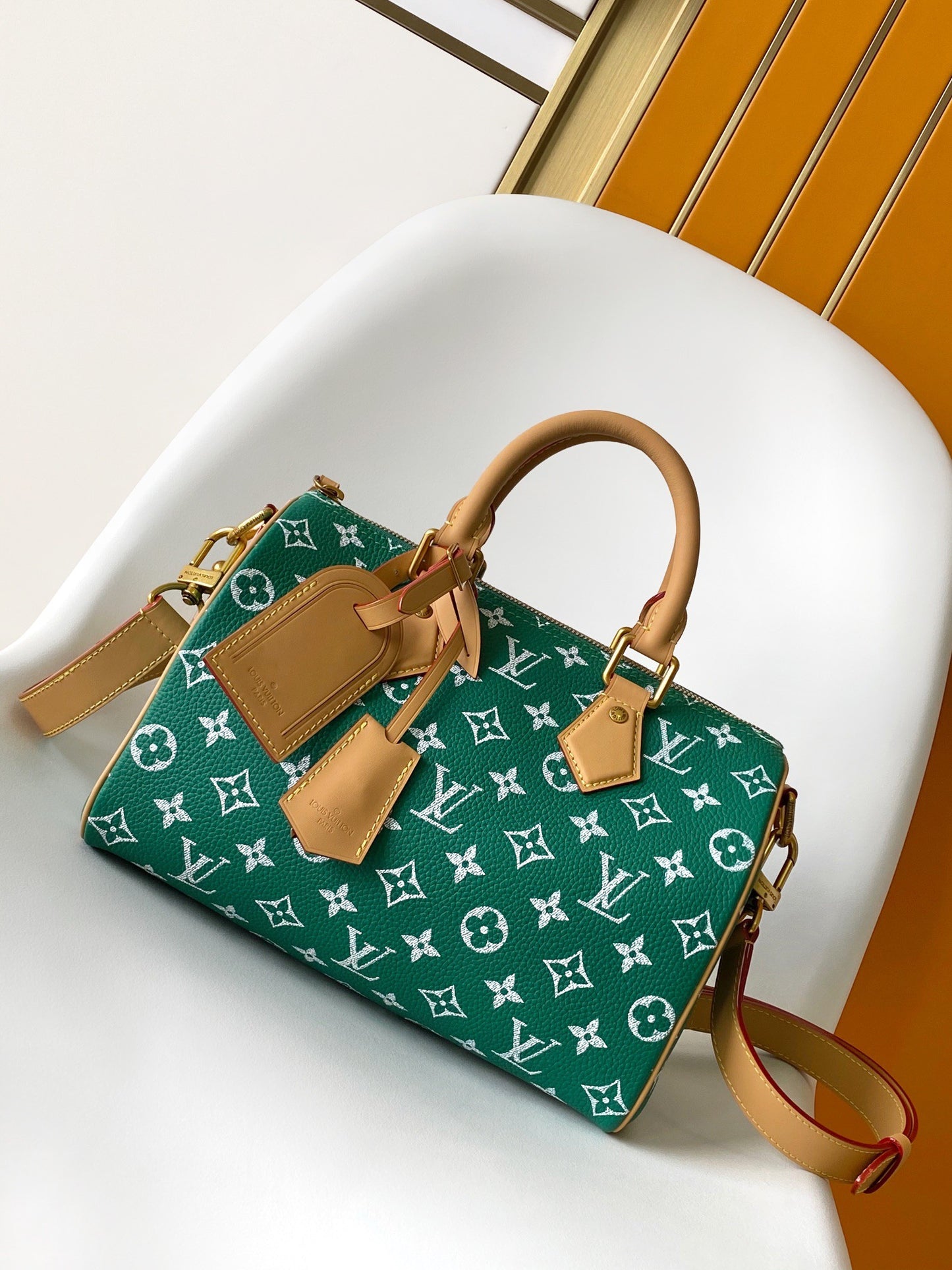 Louis Vuitton Green Monogram Canvas Top-Handle Duffle Handbag with Strap