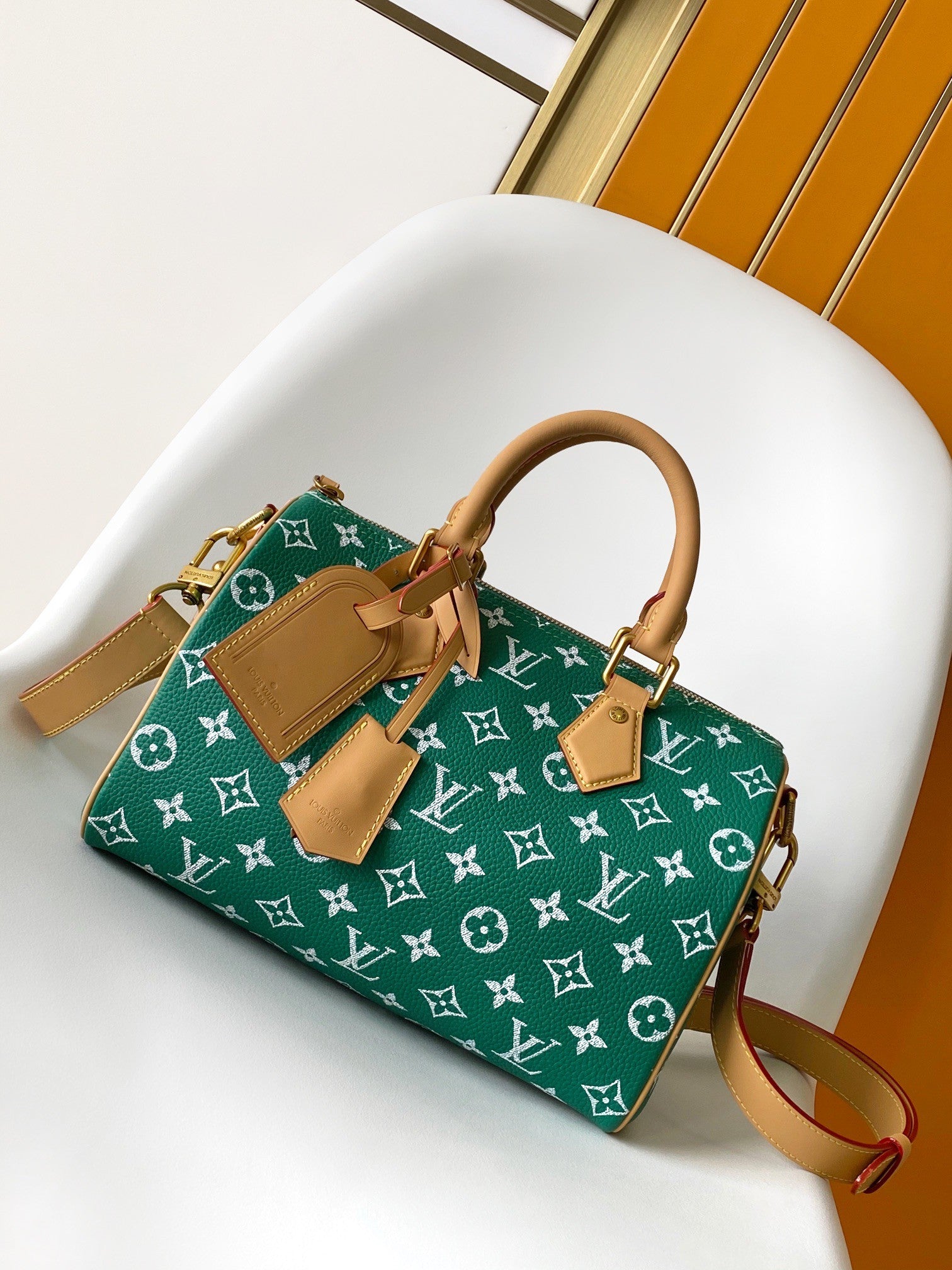 Louis Vuitton Green Monogram Canvas Top-Handle Duffle Handbag with Strap