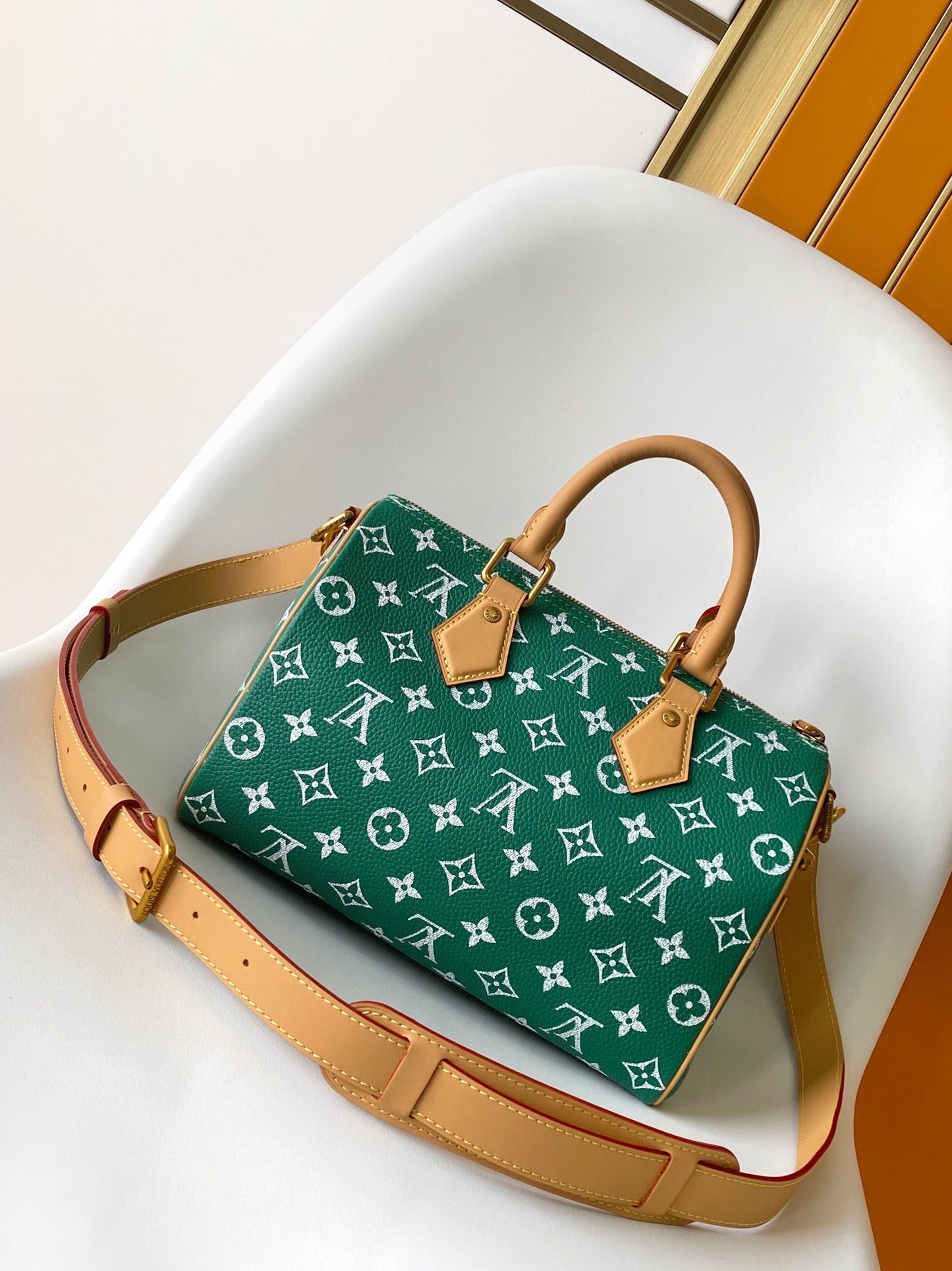Louis Vuitton Green Monogram Canvas Top-Handle Duffle Handbag with Strap
