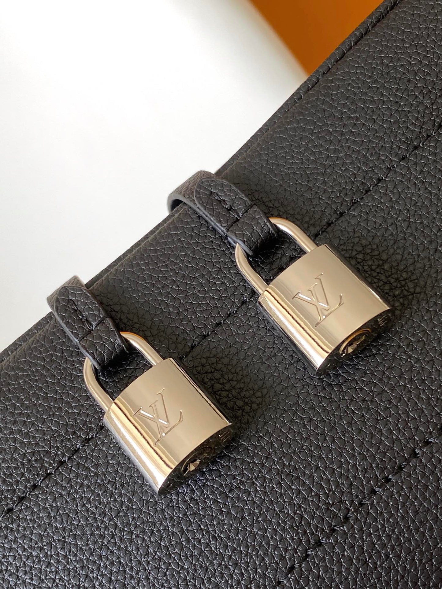 Louis Vuitton Classic Black Embossed Monogram Bucket Bag with Drawstring