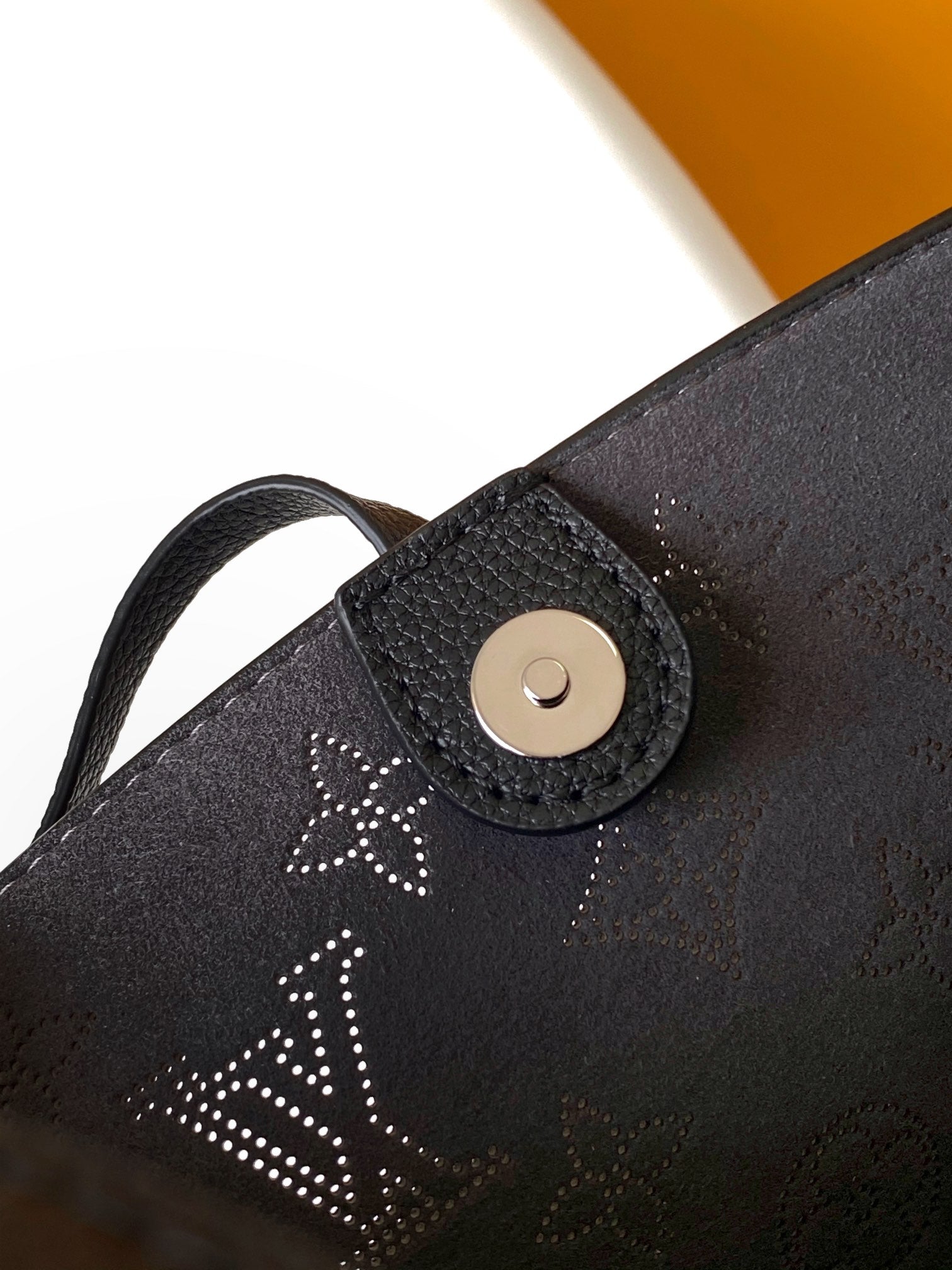 Louis Vuitton Classic Black Embossed Monogram Bucket Bag with Drawstring