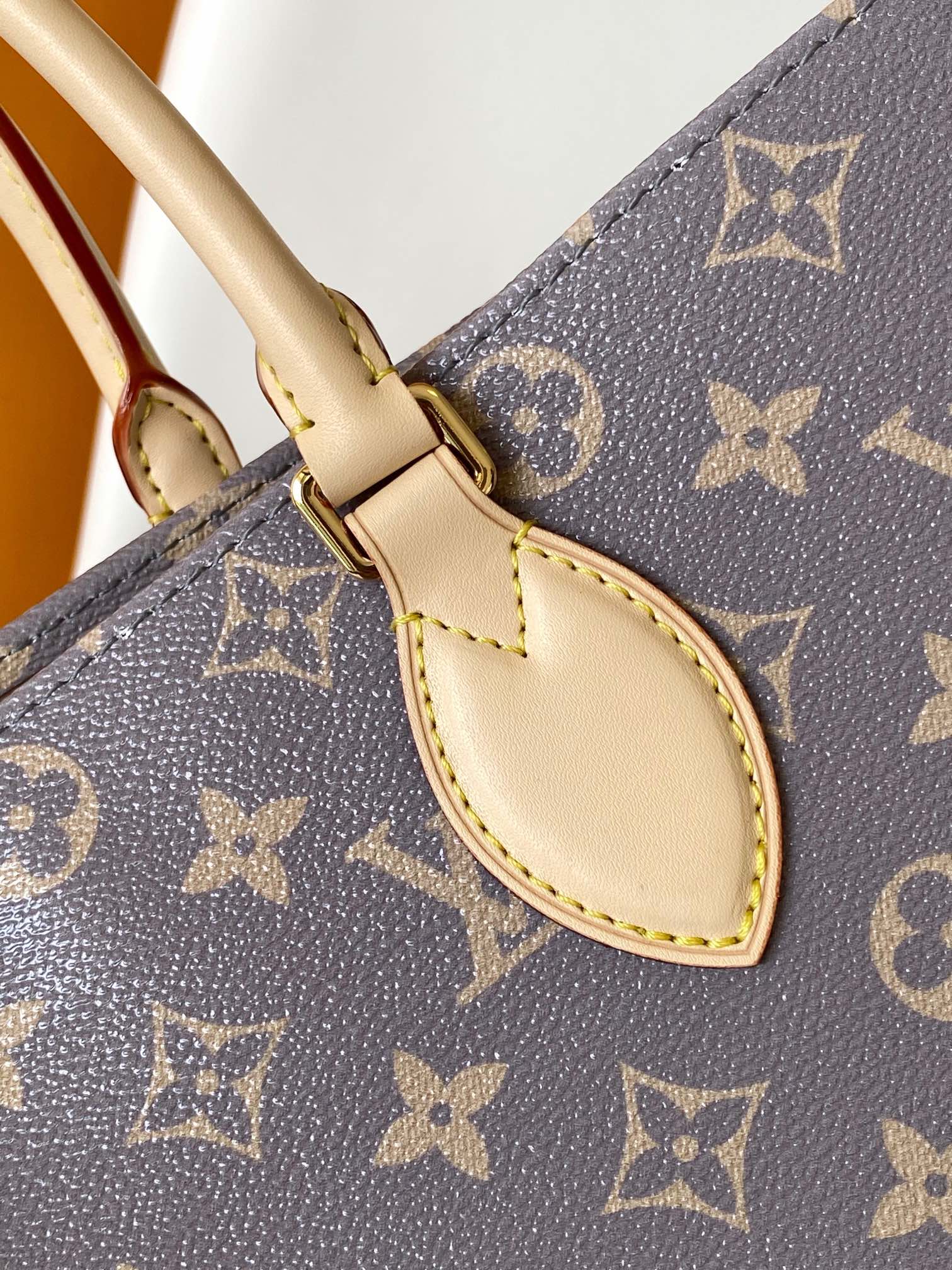 Louis Vuitton Classic Grey Monogram Canvas Tote Handbag with Leather Handles