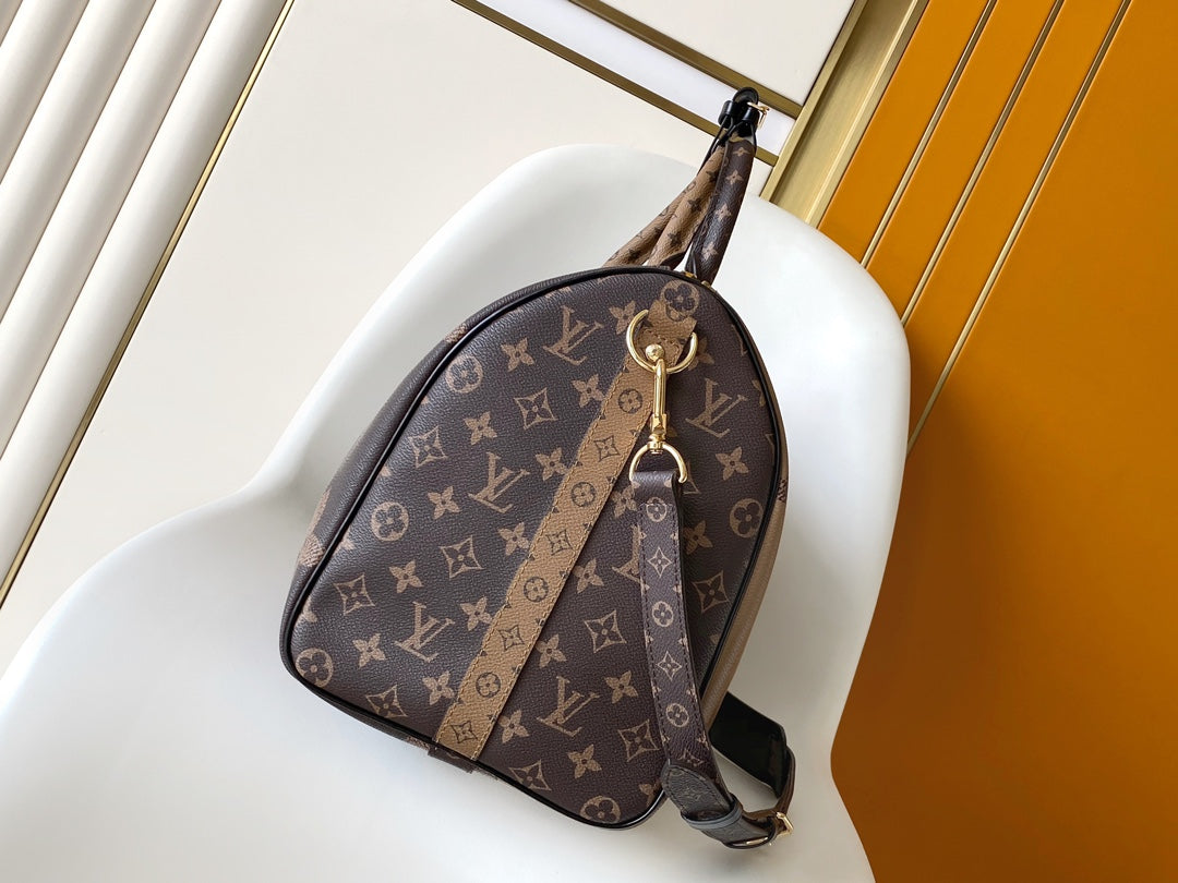 Louis Vuitton Brown Monogram Canvas Travel Duffle Bag with Removable Strap