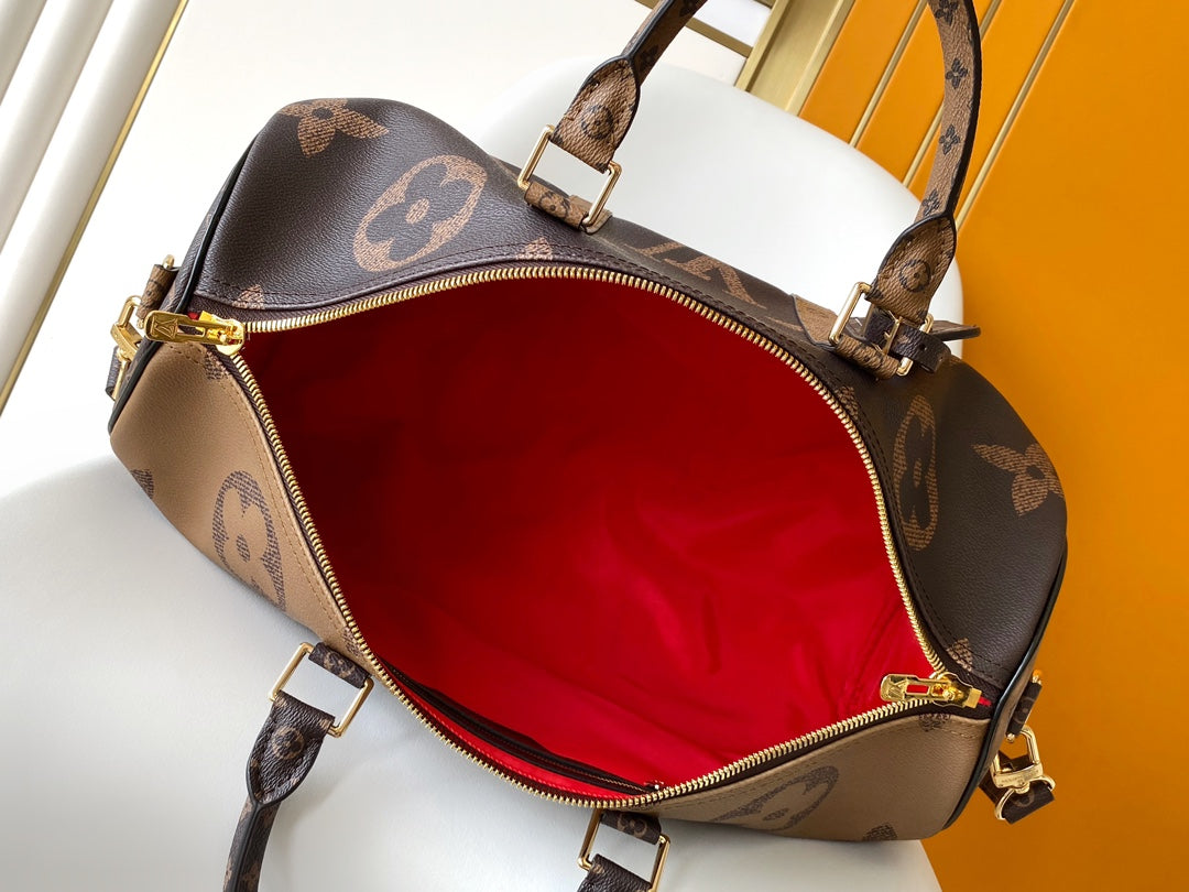 Louis Vuitton Brown Monogram Canvas Travel Duffle Bag with Removable Strap