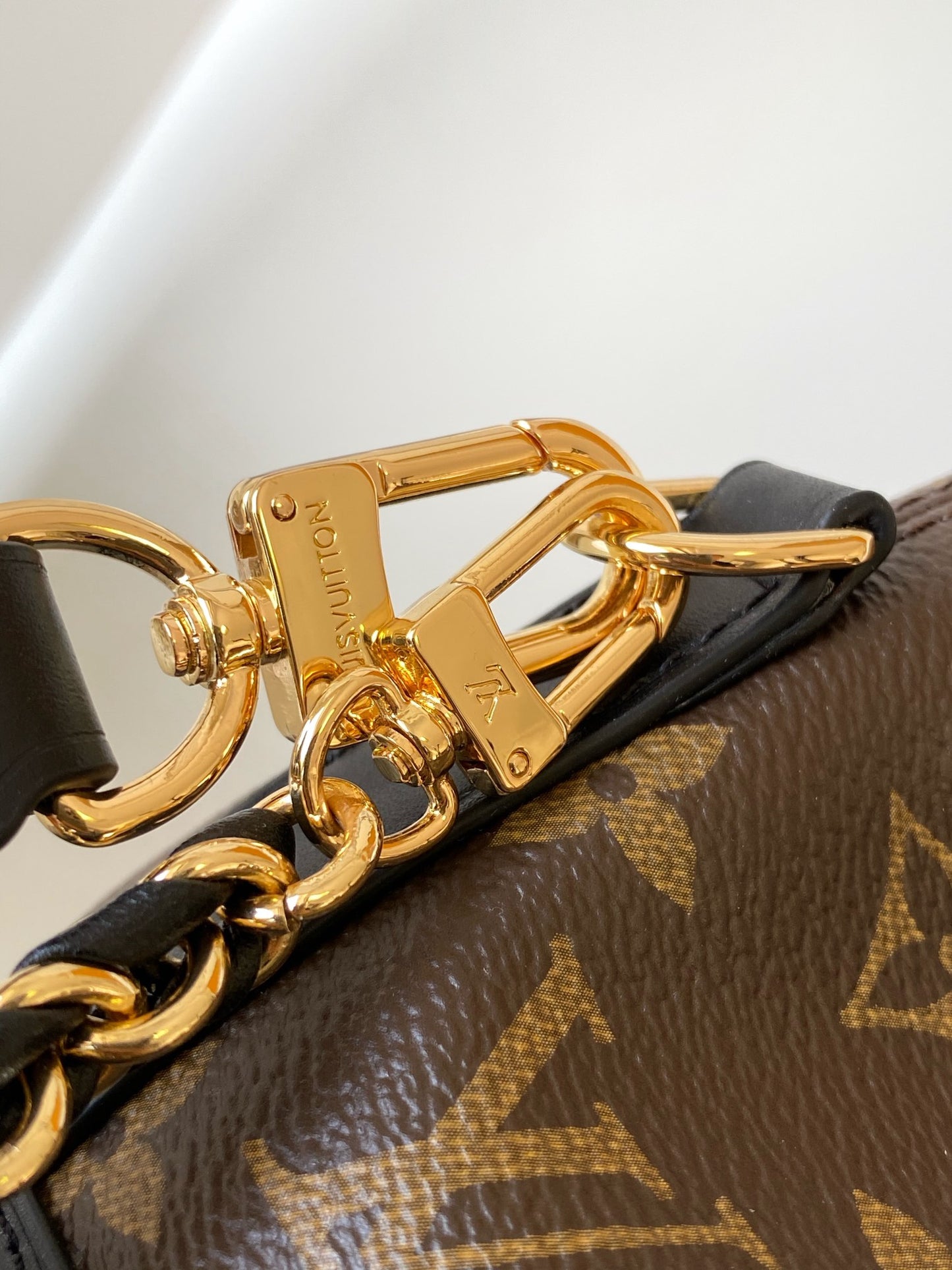 Louis Vuitton Monogram Canvas Duffle Bag with Black Leather Trim