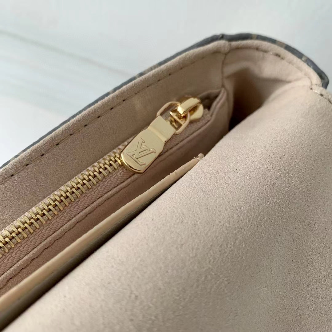 Louis Vuitton Blue Monogram Pattern Crossbody Flap Bag with Gold Chain