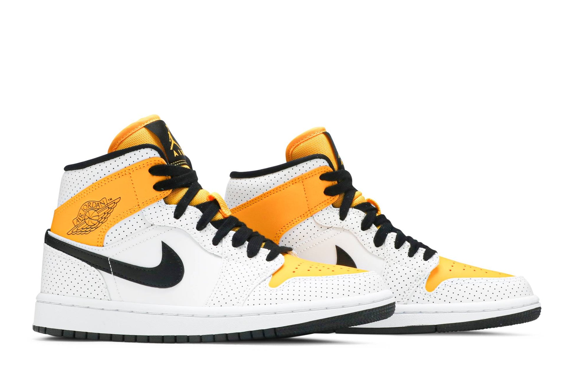( Women ) Air Jordan 1 Mid ‘Perforated – White University Gold’ BQ6472-107