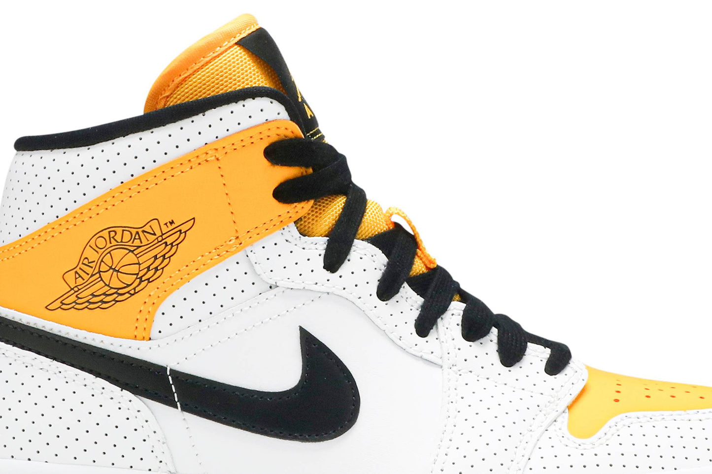 ( Women ) Air Jordan 1 Mid ‘Perforated – White University Gold’ BQ6472-107