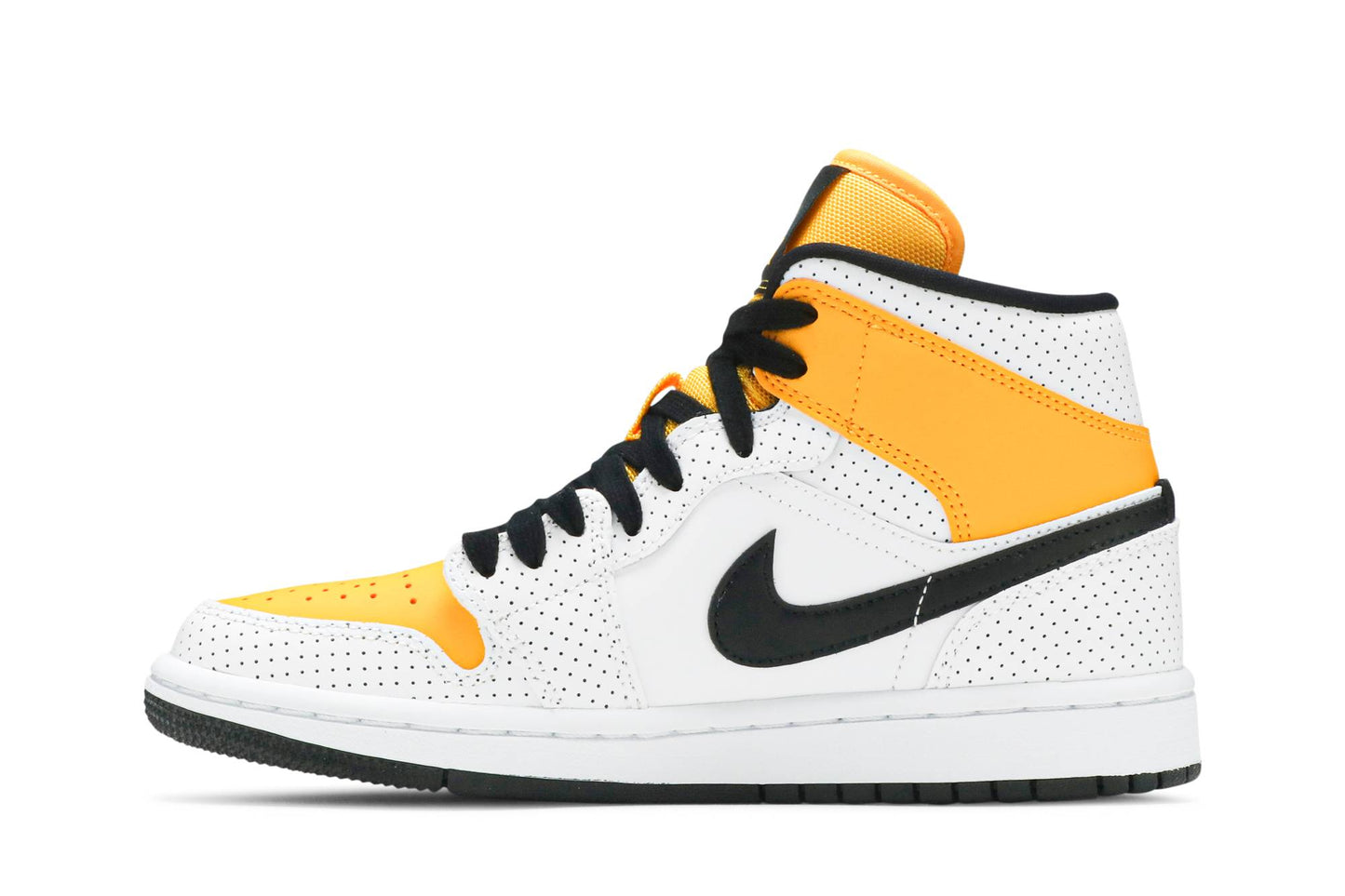 ( Women ) Air Jordan 1 Mid ‘Perforated – White University Gold’ BQ6472-107