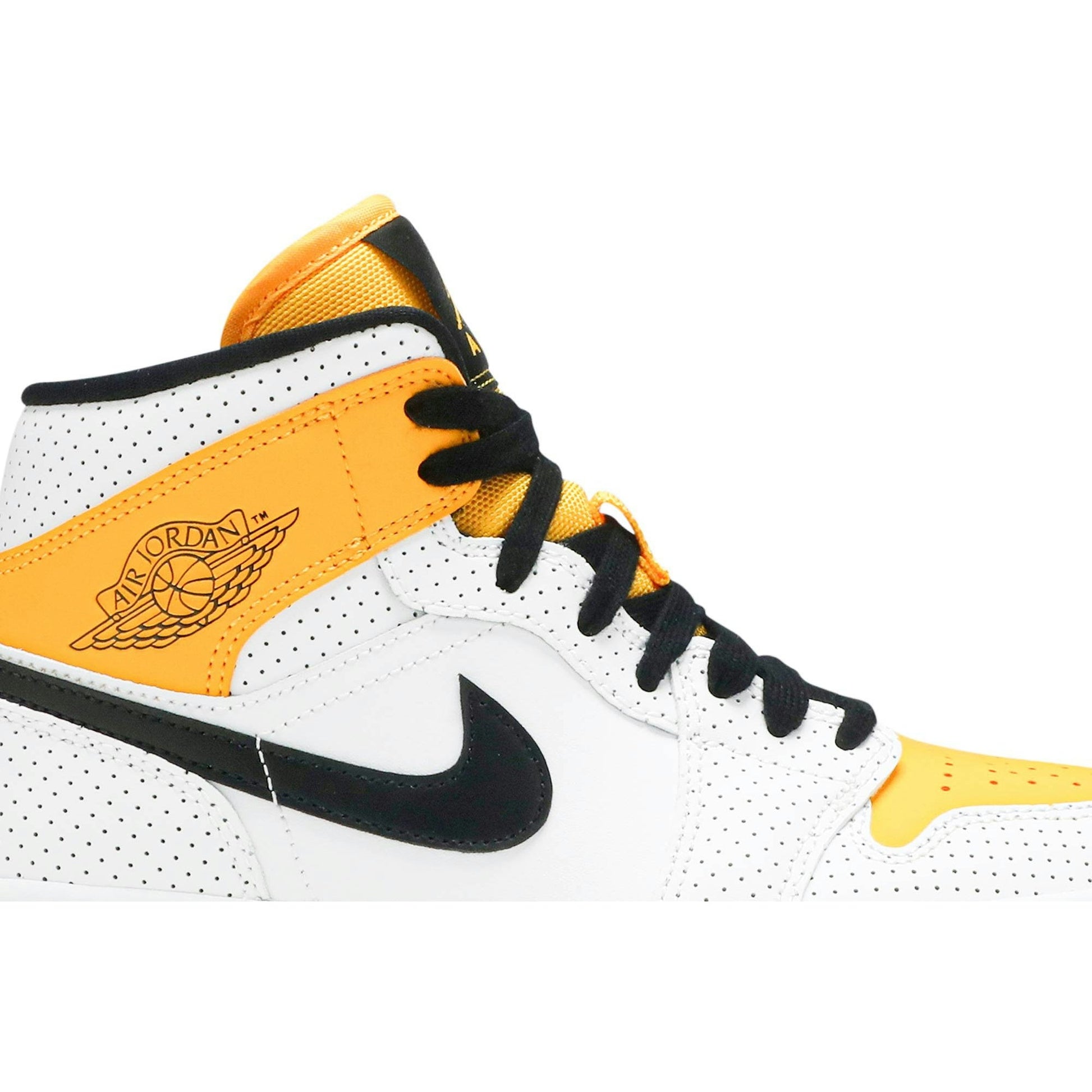 ( Women ) Air Jordan 1 Mid ‘Perforated – White University Gold’ BQ6472-107