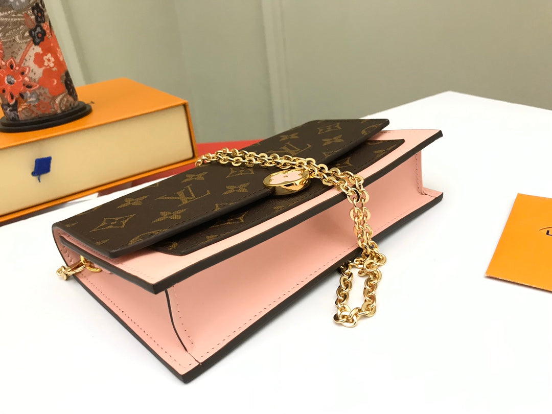 Louis Vuitton Pallas Wallet on Chain Monogram Canvas &amp; Rose Ballerine Pink