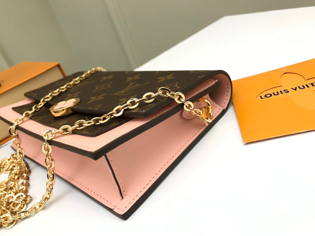 Louis Vuitton Pallas Wallet on Chain Monogram Canvas &amp; Rose Ballerine Pink