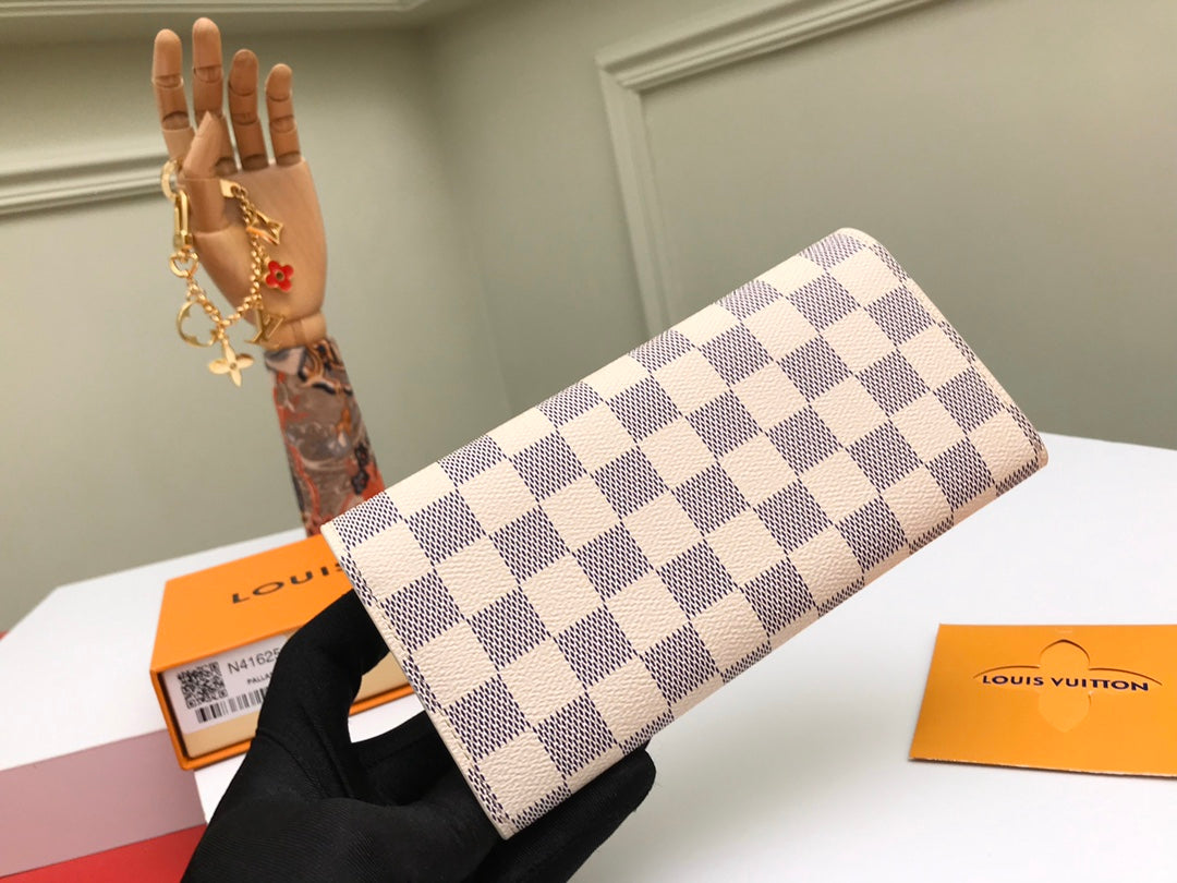 Louis Vuitton Classic Checkerboard Envelope Long Wallet with Pink Snap Button