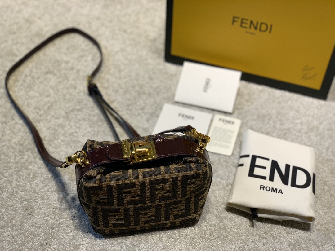 Fendi FF Monogram Canvas Mini Shoulder Bag with Box and Dust Bag
