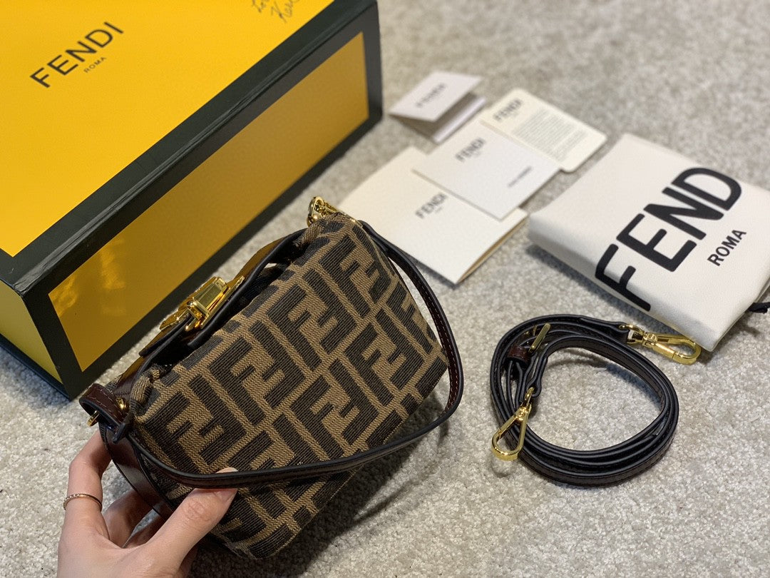 Fendi FF Monogram Canvas Mini Vanity Case Bag - Brown