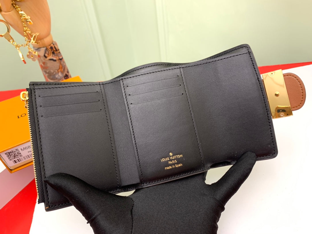 Louis Vuitton Classic Brown Monogram Canvas Compact Wallet with Clasp