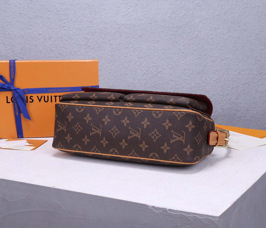 Louis Vuitton Brown Monogram Canvas Shoulder Bag with Gold Chain Strap