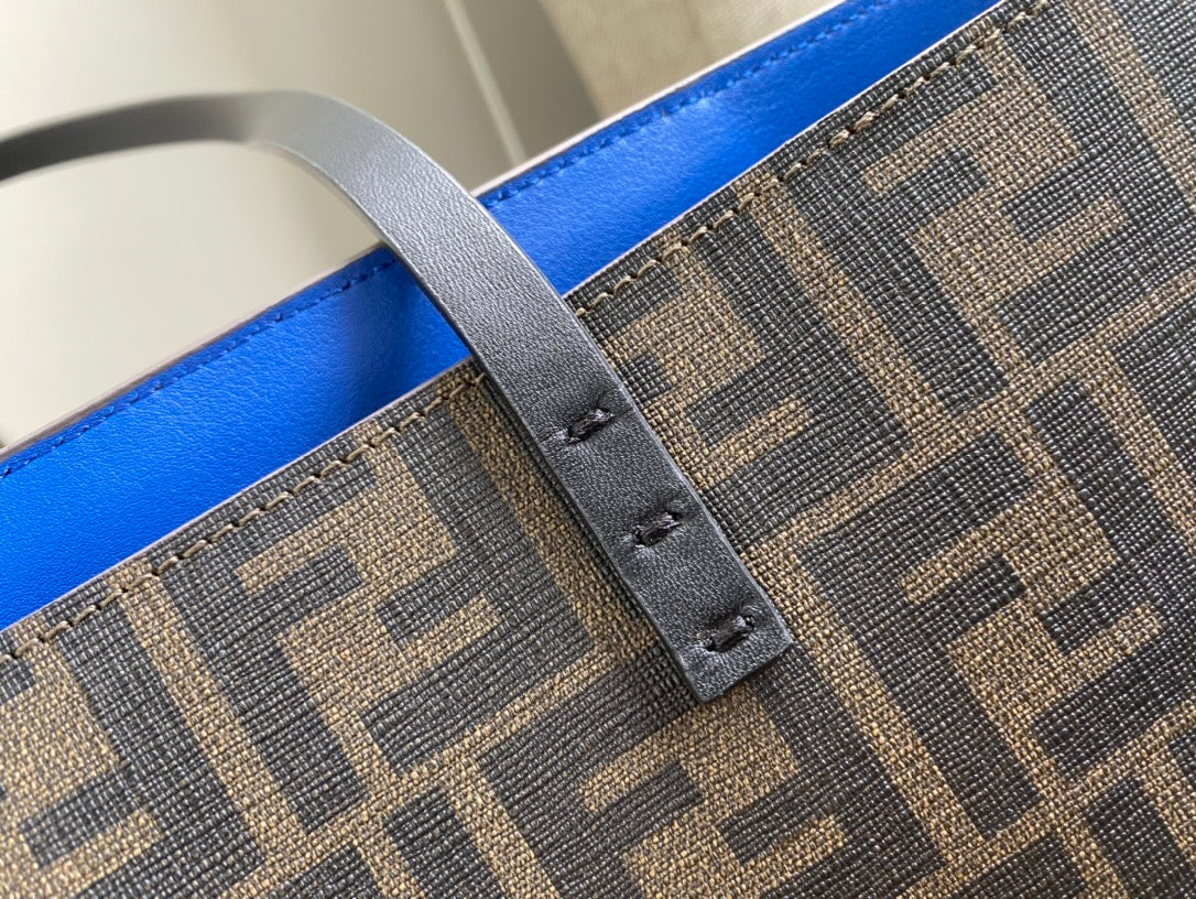 Fendi Zucca Print Canvas Tote Bag - Brown/Tobacco Iconic FF Monogram Shoulder Bag