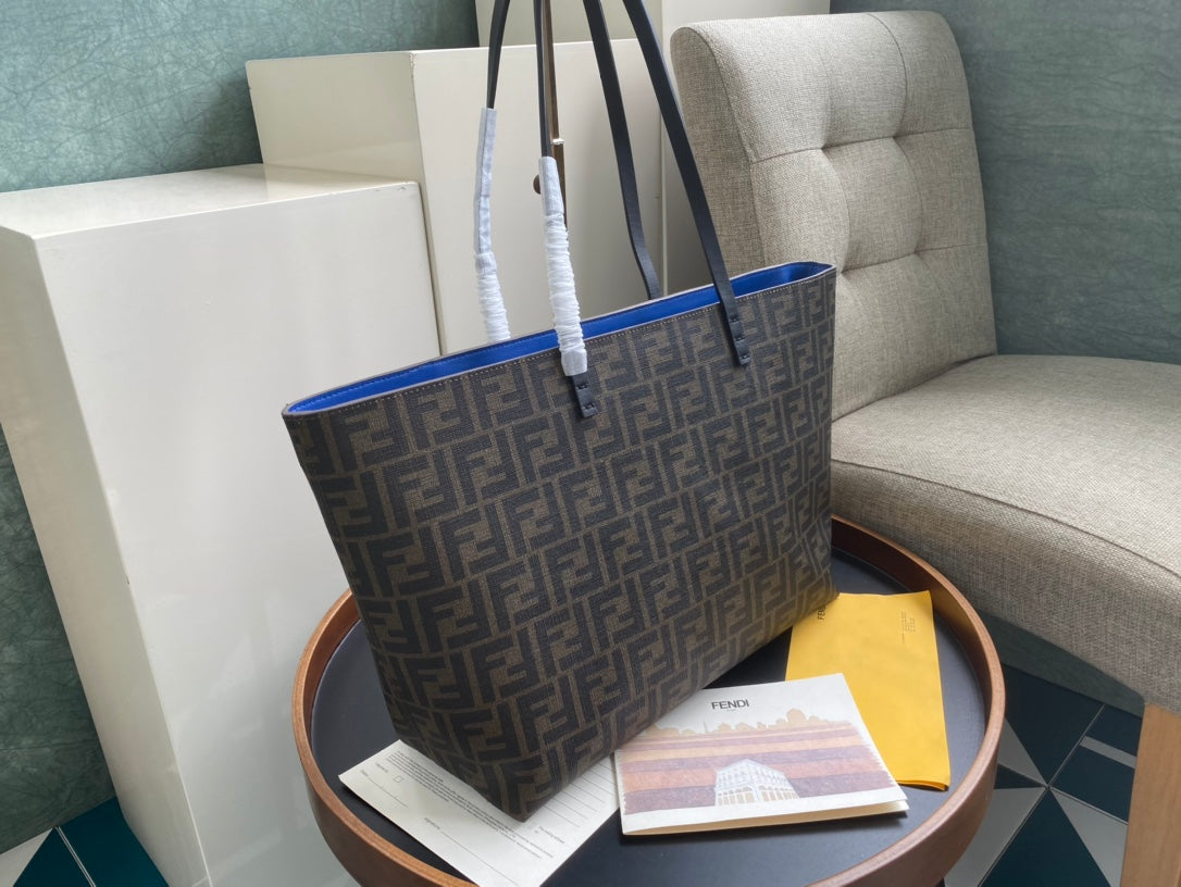 Fendi Zucca Print Canvas Tote Bag - Brown/Tobacco Iconic FF Monogram Shoulder Bag
