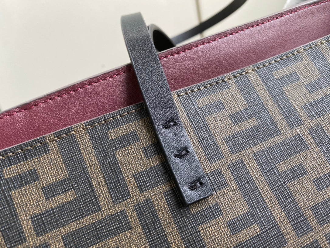 Fendi Monogram Brown Canvas Large Tote Bag with Detachable Pouch