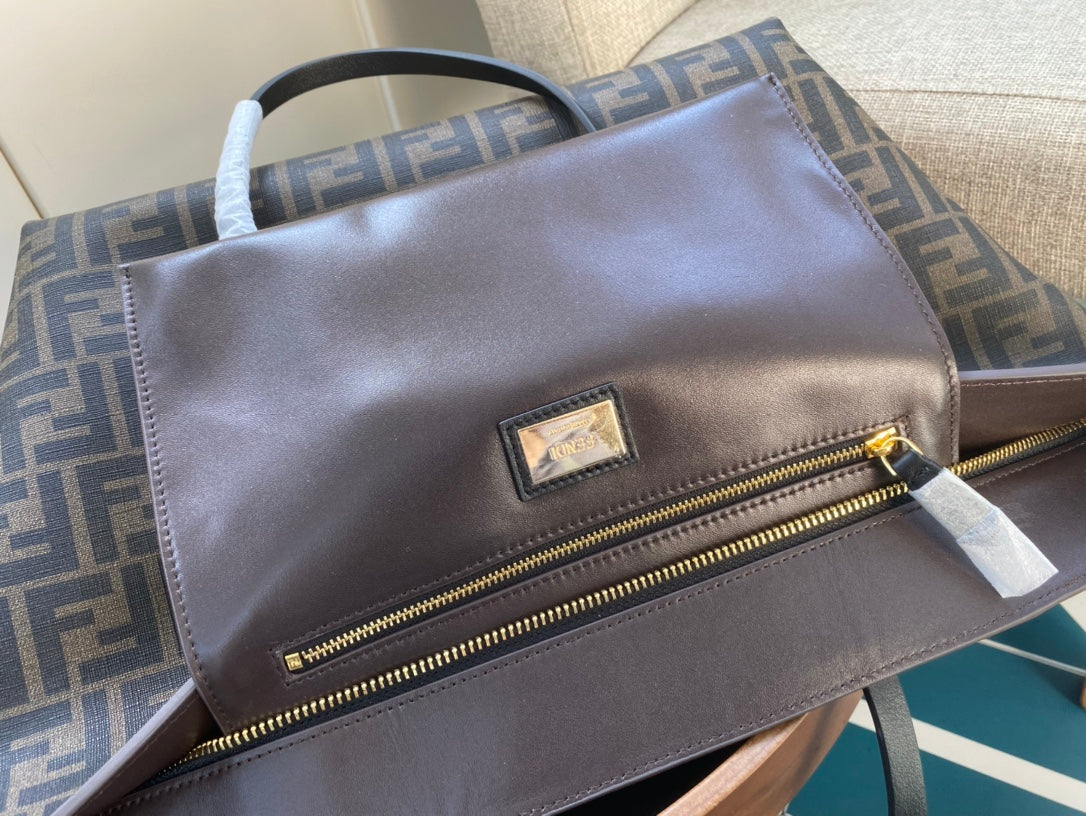 Fendi Zucca Monogram Canvas Tote Bag - Tobacco Brown